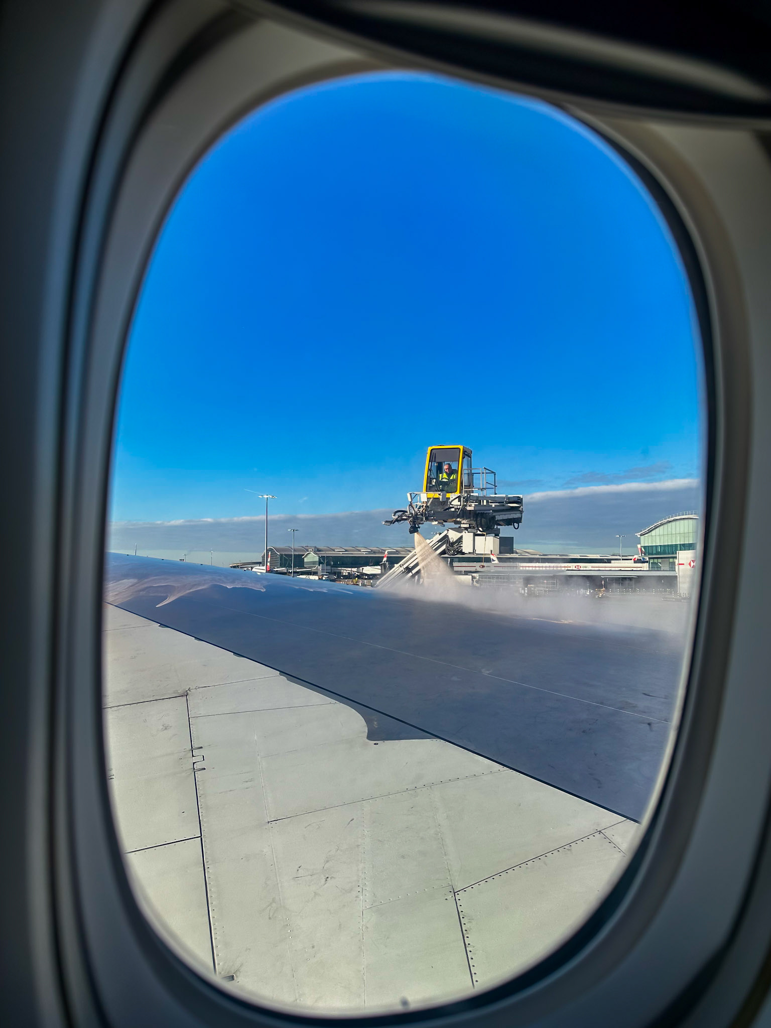London, England, UK - Jan 16, 2024: De-icing at LHR