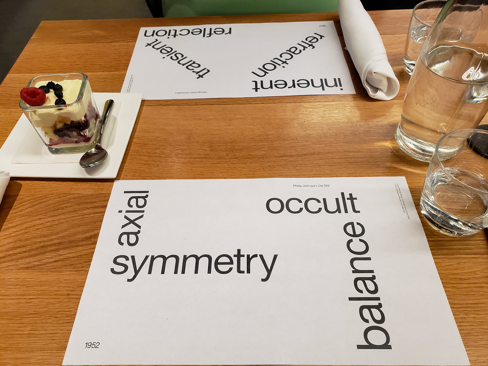 Placemats at MoMA's sixth-floor Carroll and Milton Petrie Terrace Café