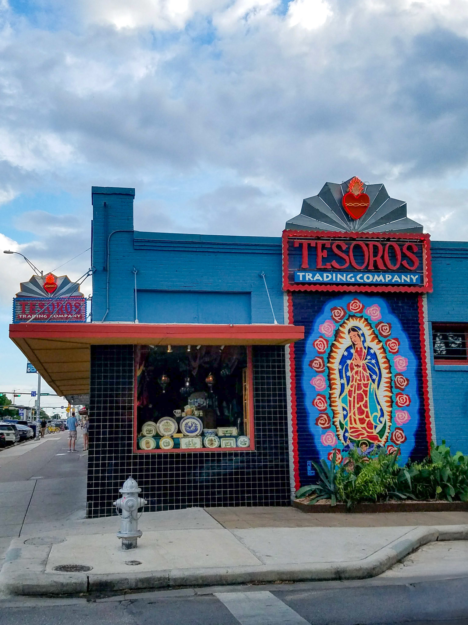 Austin, TX, US - Jun 18, 2018: Corner of S Congress Ave and E Elizabeth St with Tesoros Trading Company