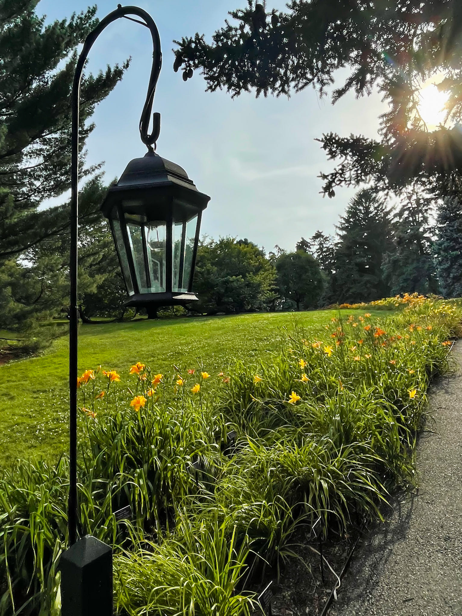 Lantern by the path at New York Botanical Garden