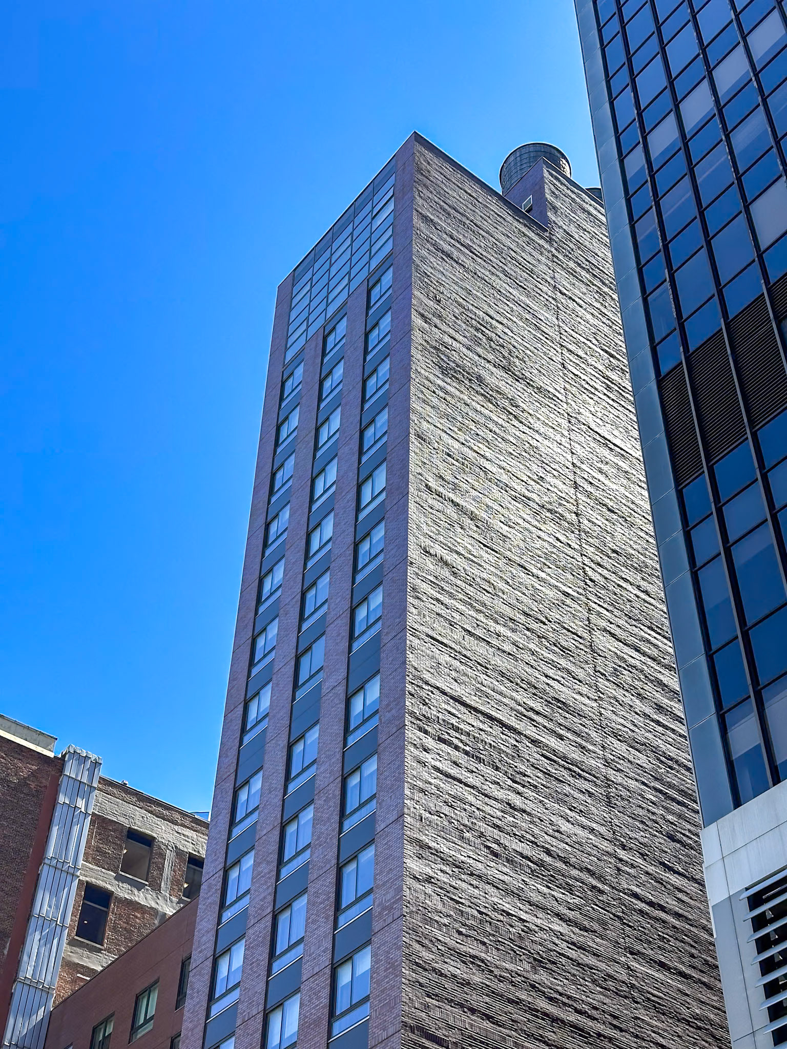 New York, NY, US - Apr 16, 2024: Looking up at Fairfield Marriott Manhattan-Central Park