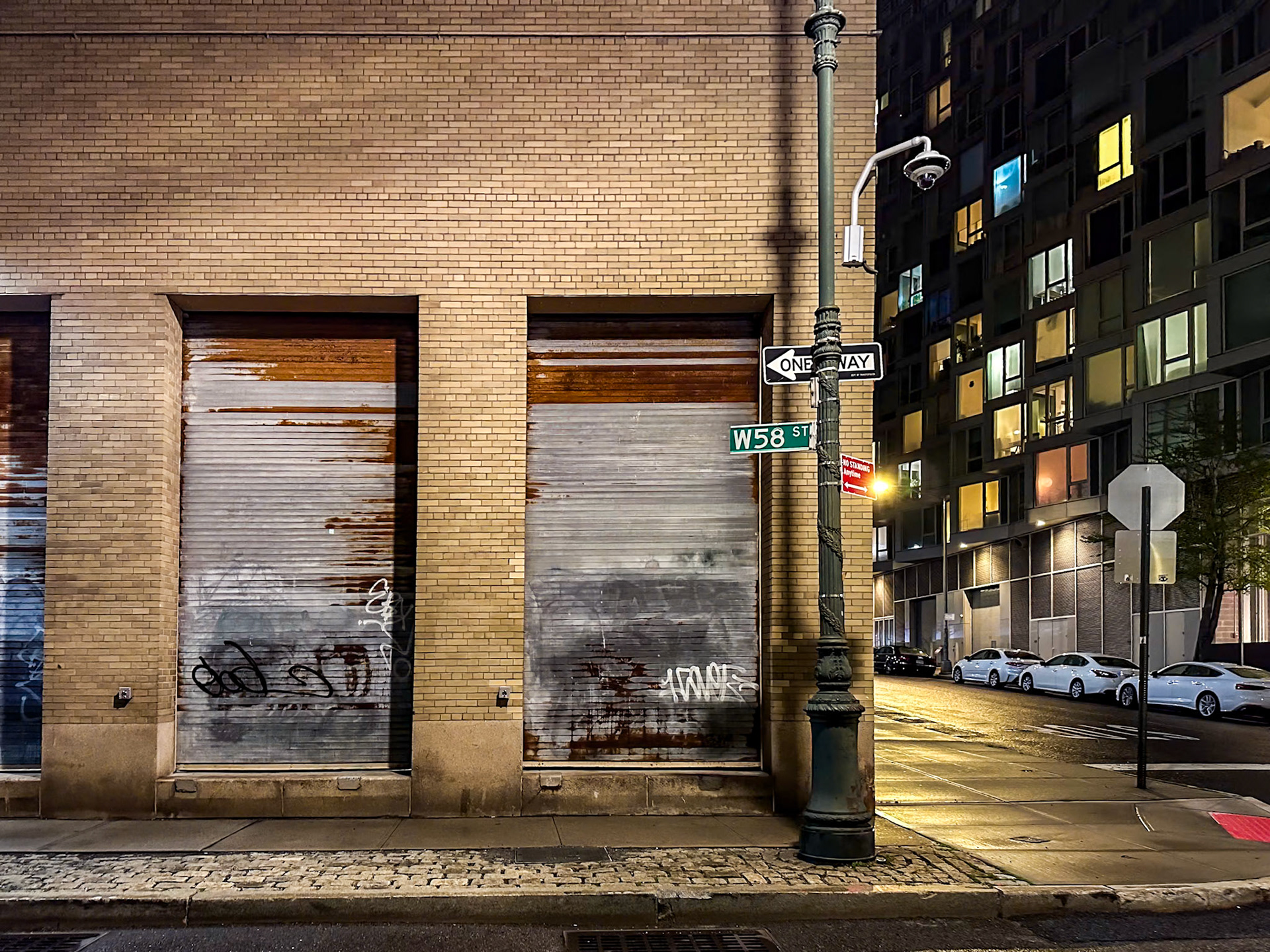 New York, NY, US - Apr 17, 2024: ConEd building and Via 57 West at night