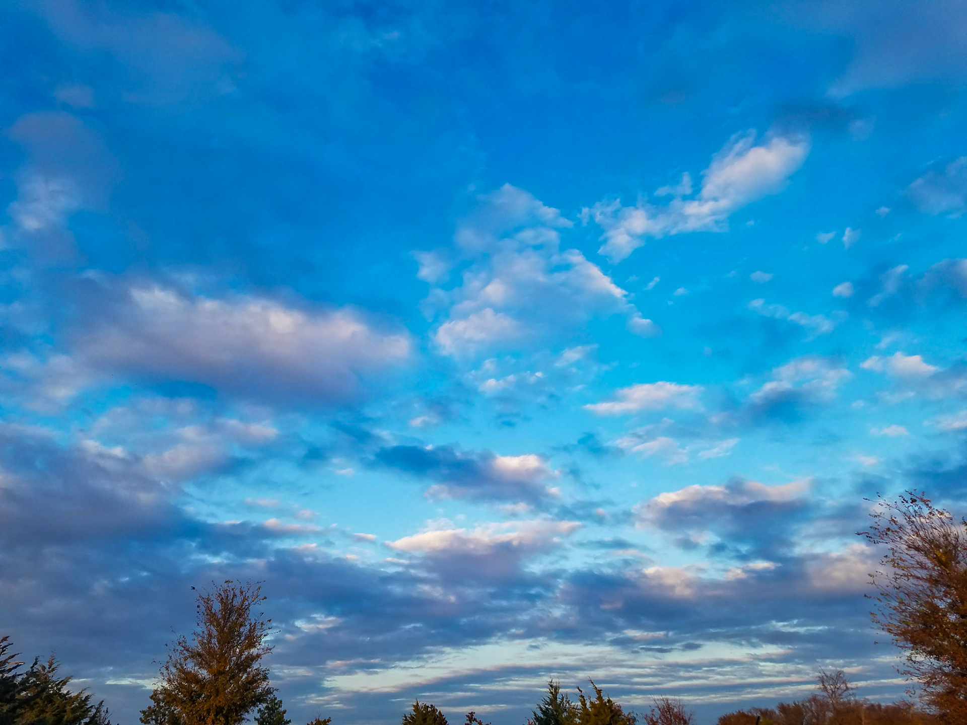 Wylie, TX, US - Nov 14, 2017: Skyscape with clouds in blues and purples