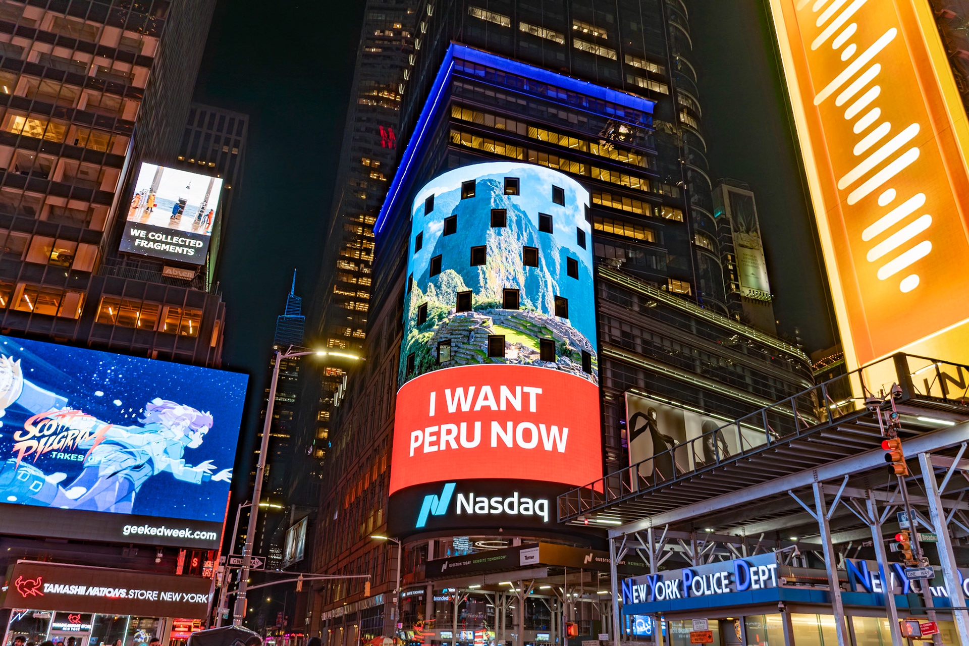 New York, NY, US - Nov 4, 2023: Times Square advertisements
