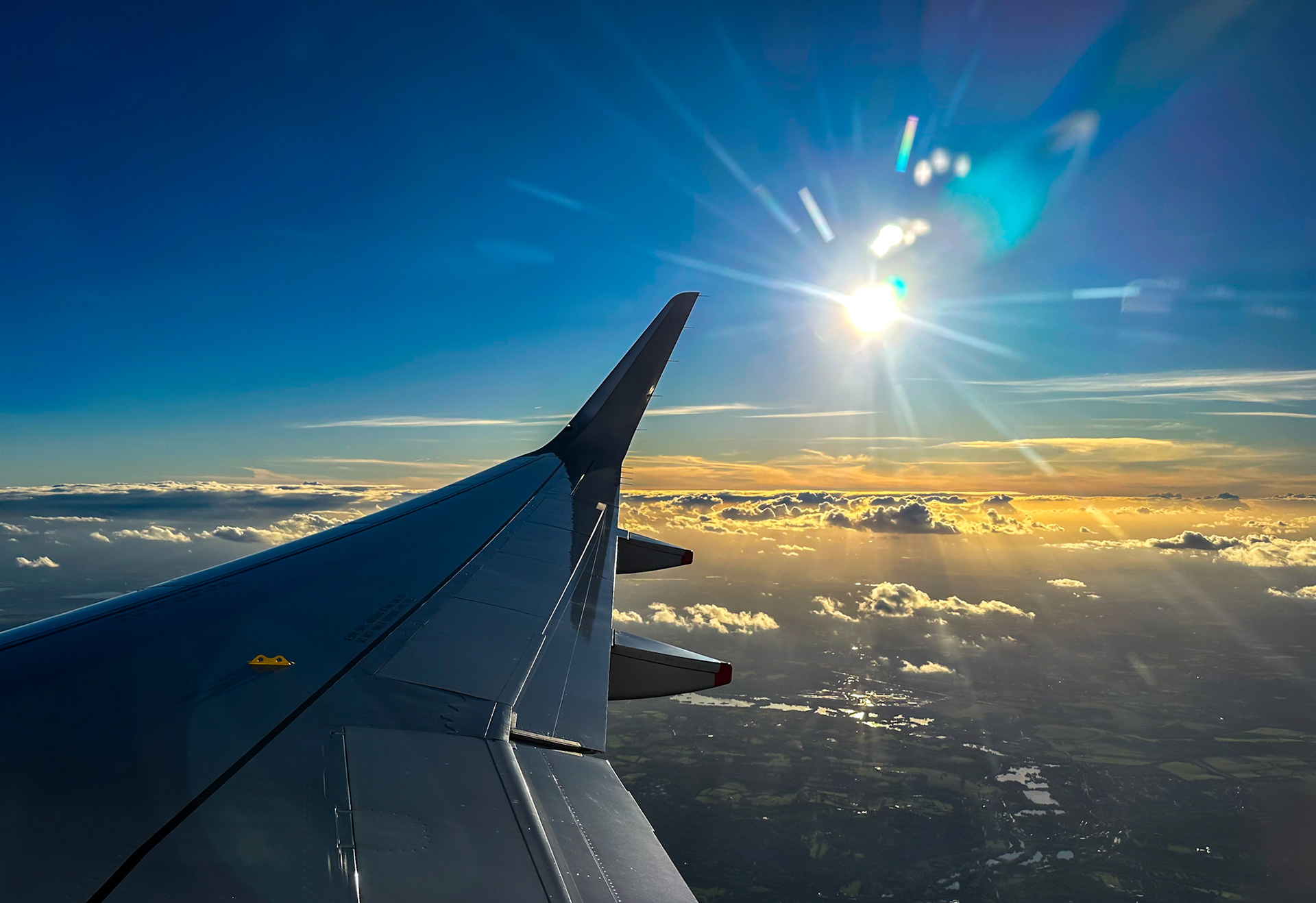 Sun flare over England—horizontal