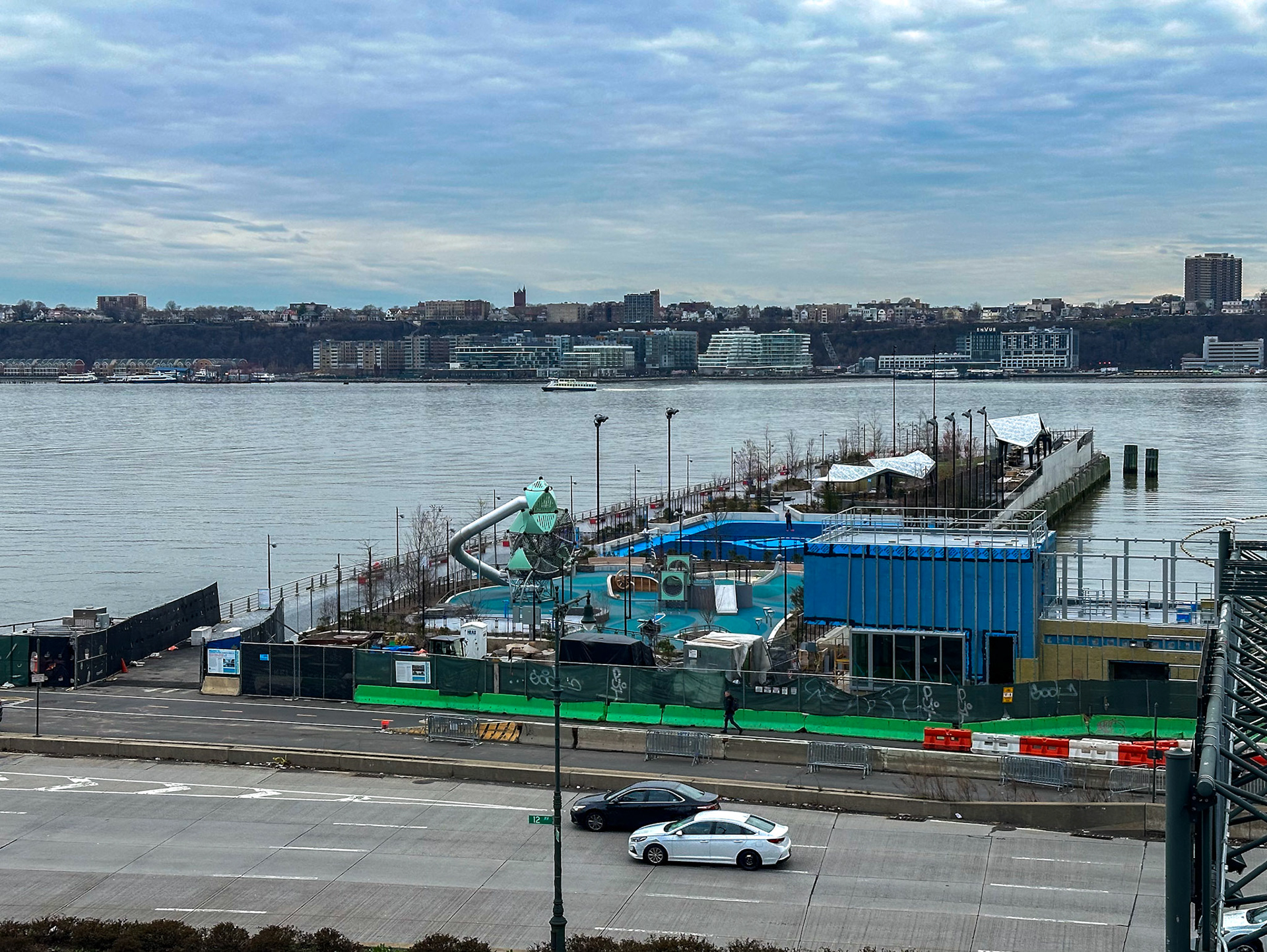 New York, NY, US - Apr 1, 2024: Pier 97 park under construction