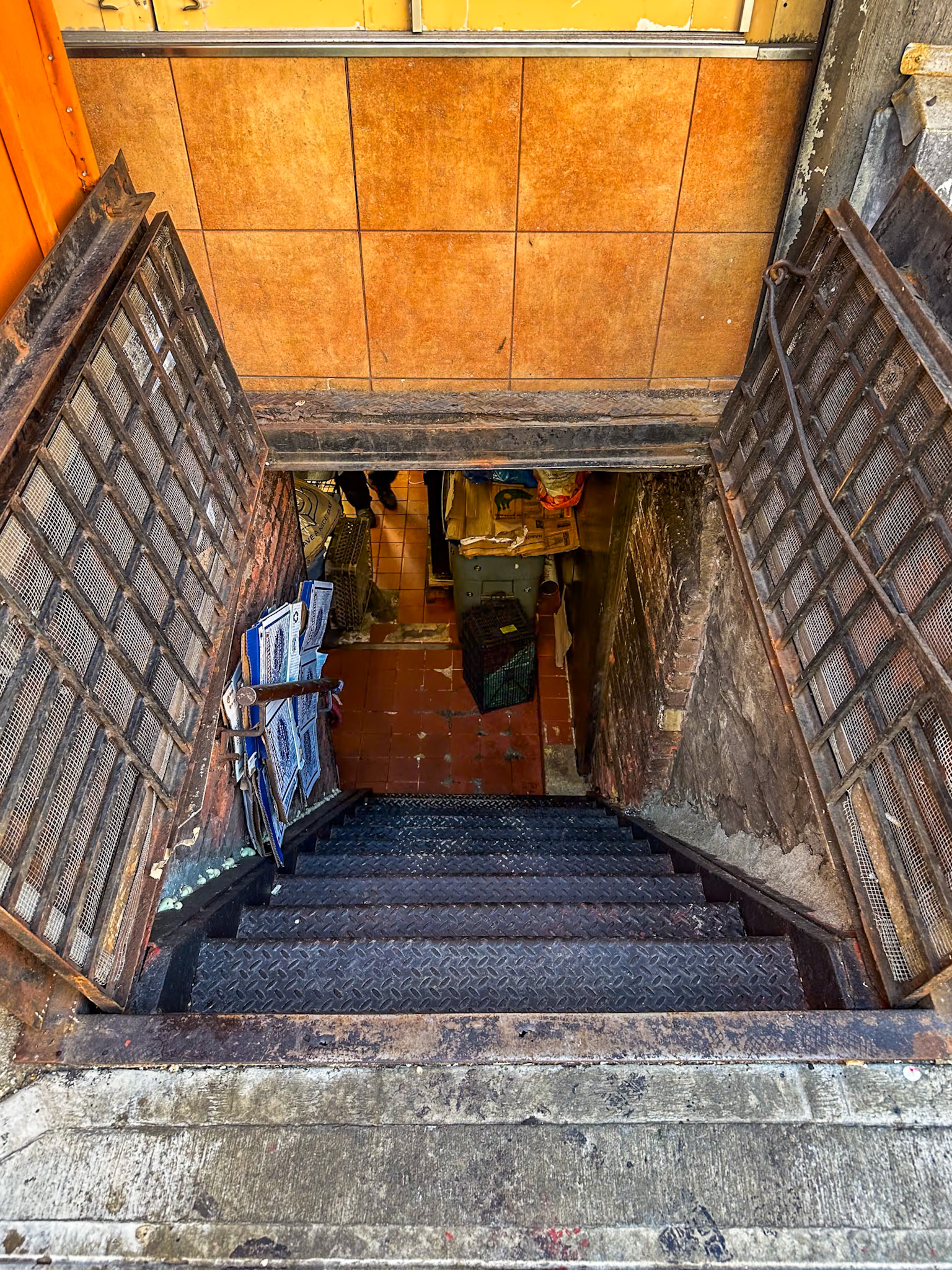 Looking down the steps