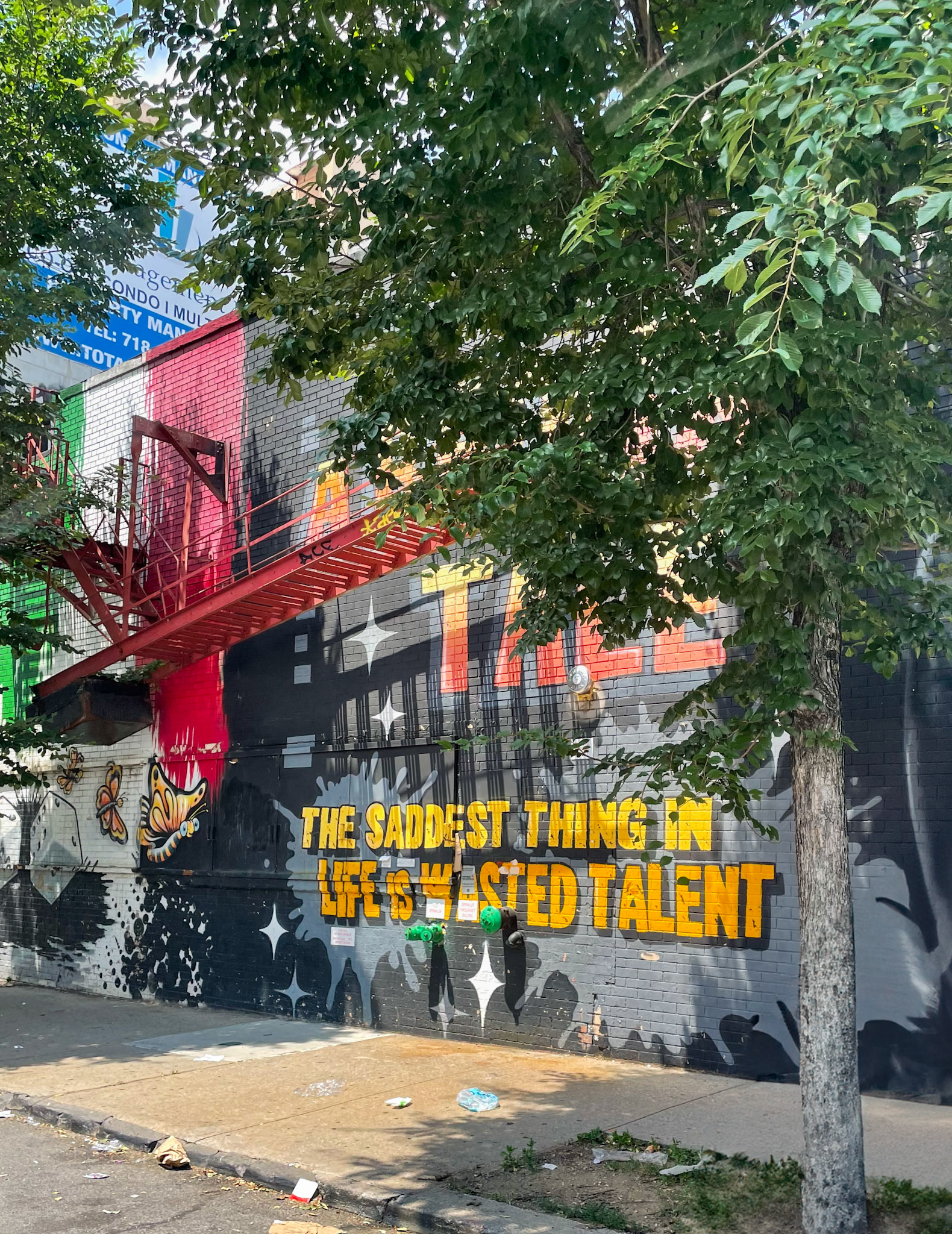 Bronx, NY, US - Jul 2, 2022: Street art, the saddest thing in life is wasted talent