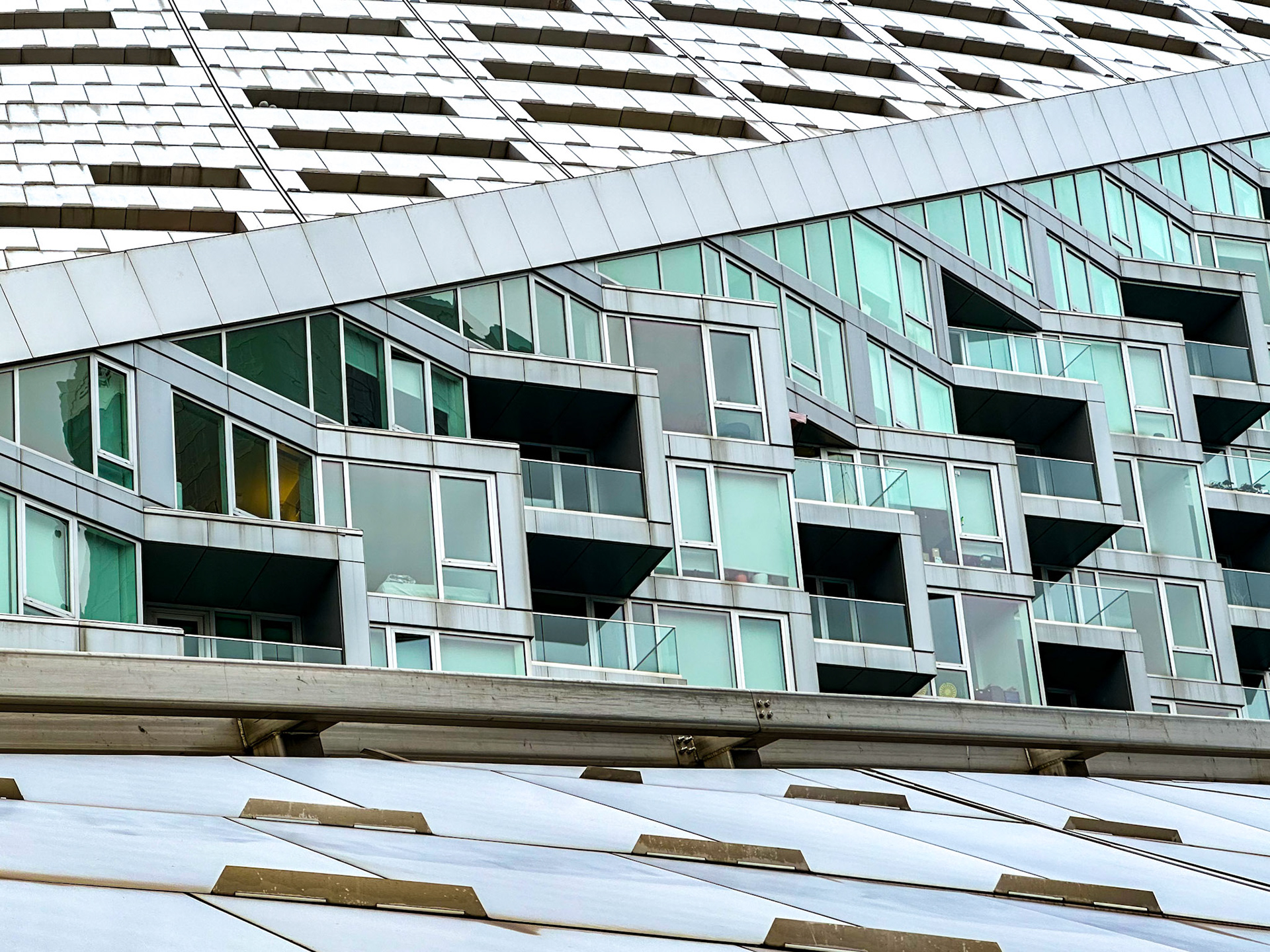 New York, NY, US - Apr 1, 2024: Apartment balconies at Via 57 West