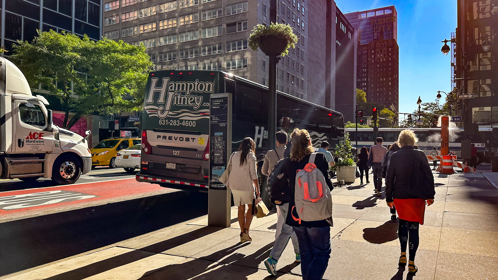 New York, NY, US - Sep 14, 2023: Hampton Jitney at Second Ave