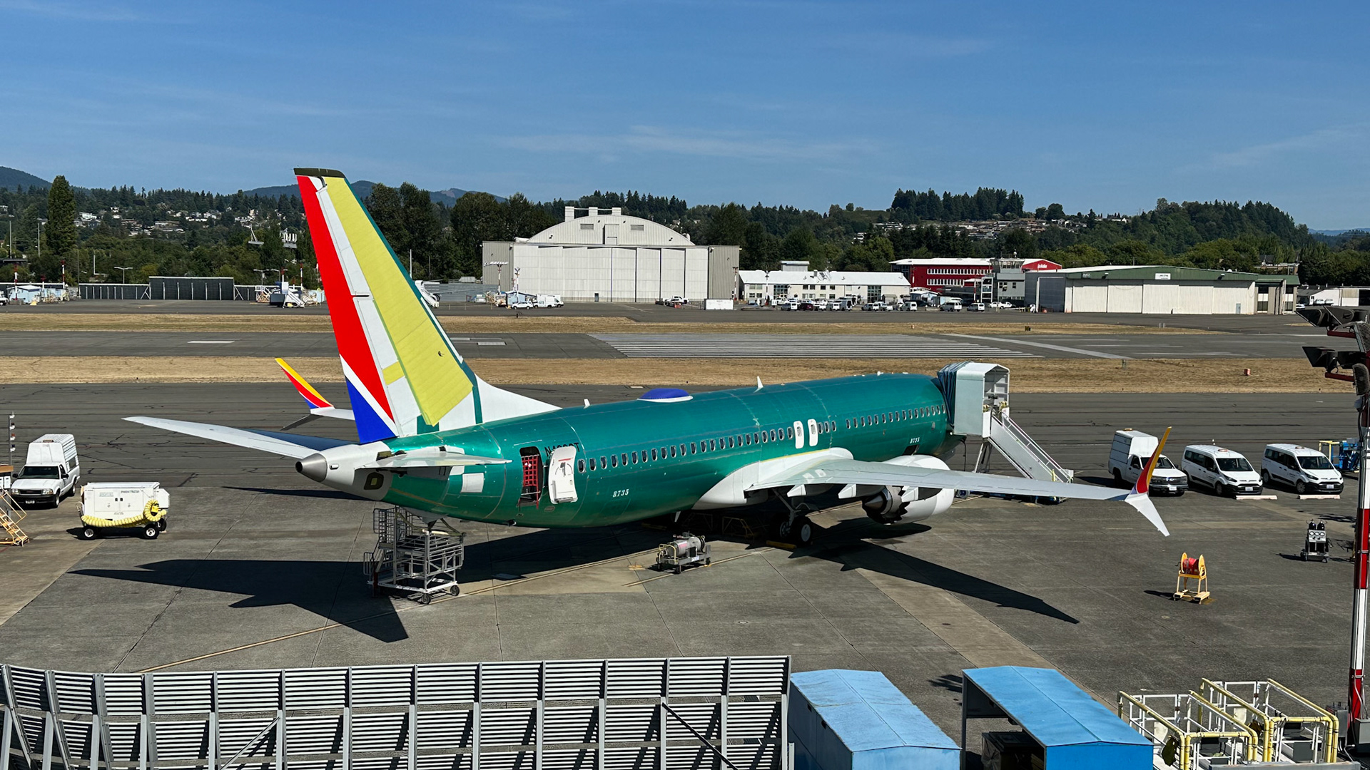 Naked Southwest 737-MAX at Renton Boeing production plant