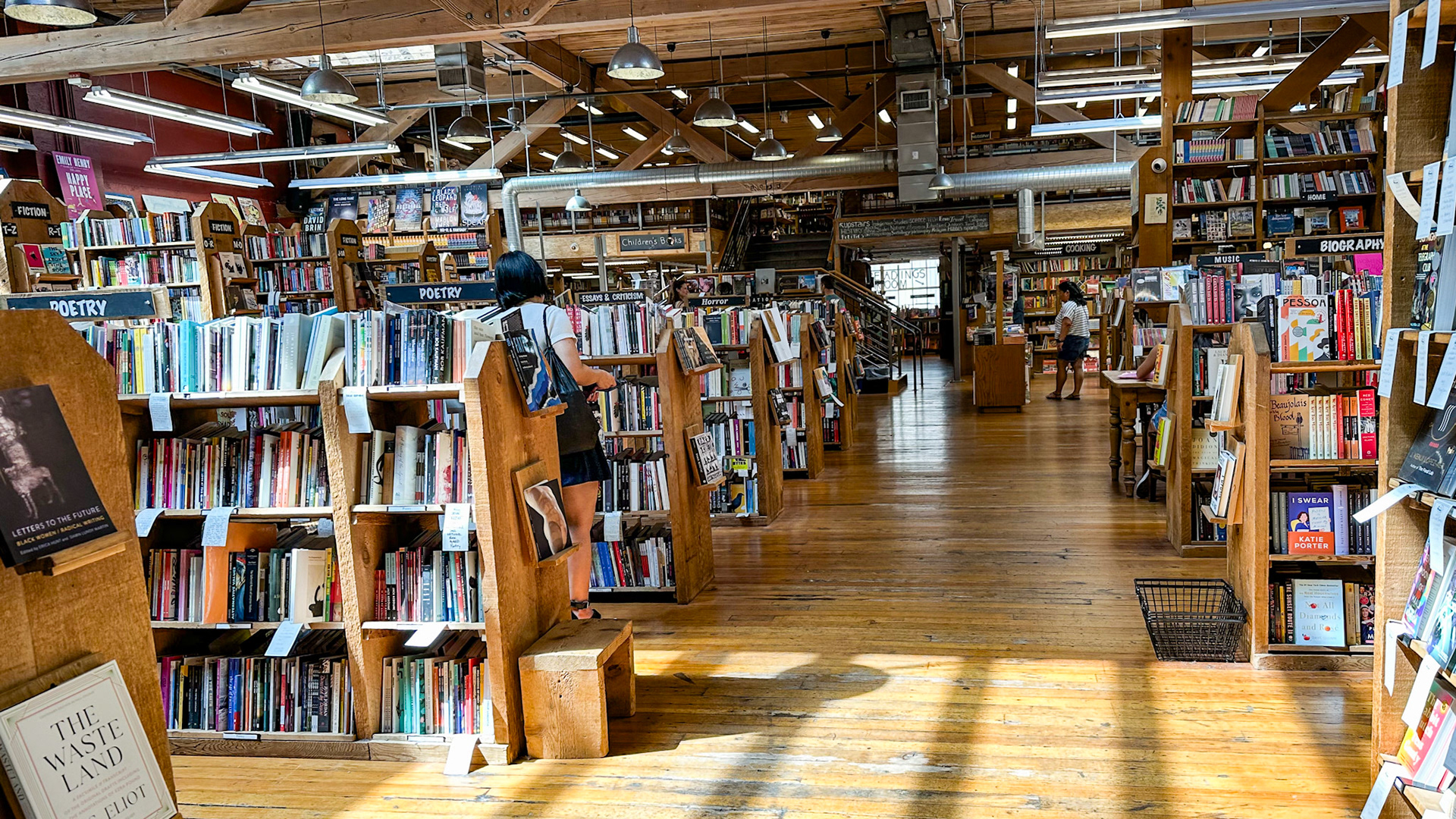 Seattle, WA, US - Aug 12, 2023: Bookstore interior with shoppers