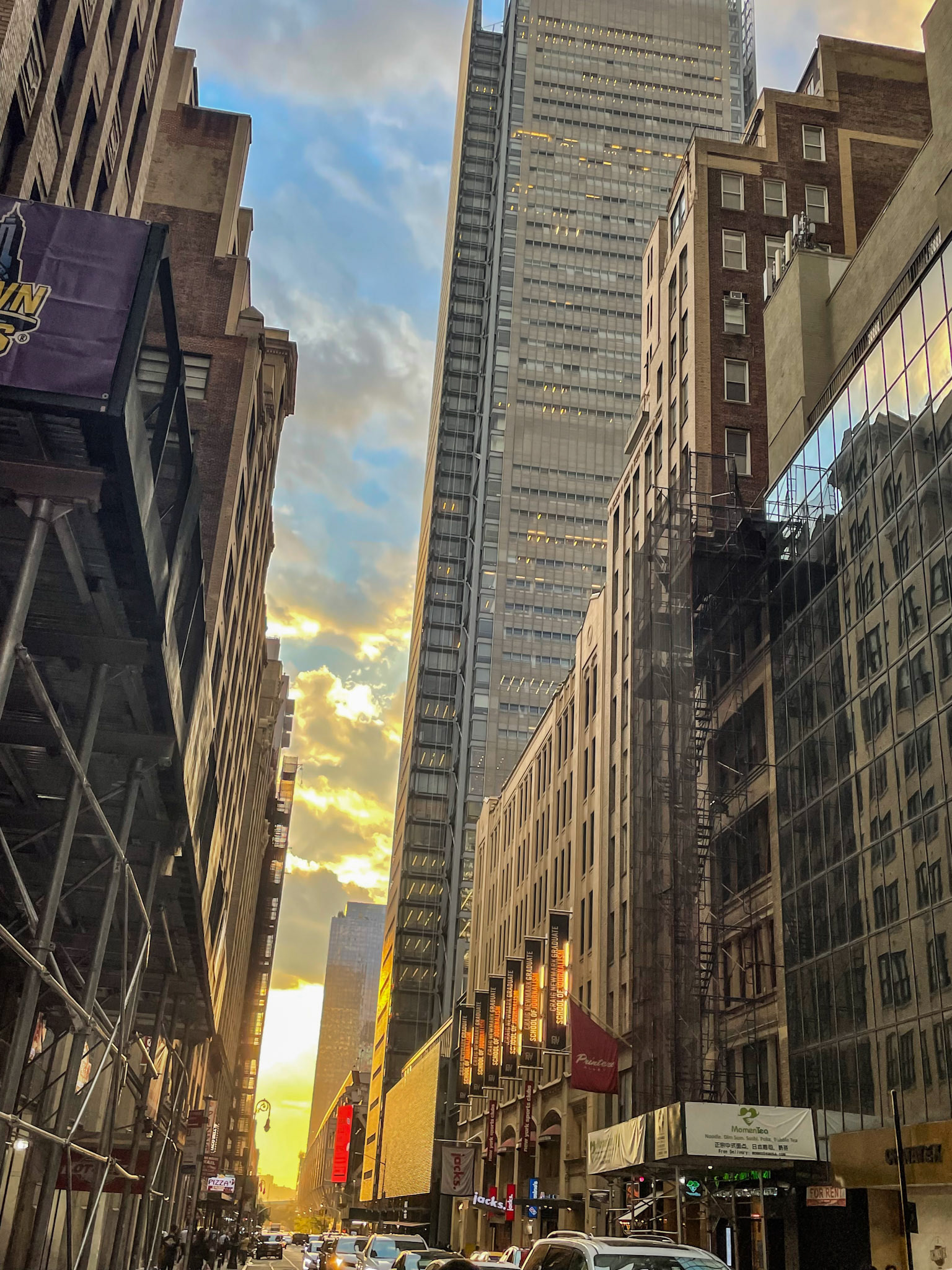 New York, NY, US - Jun 24, 2022: Sunset down 40th Street