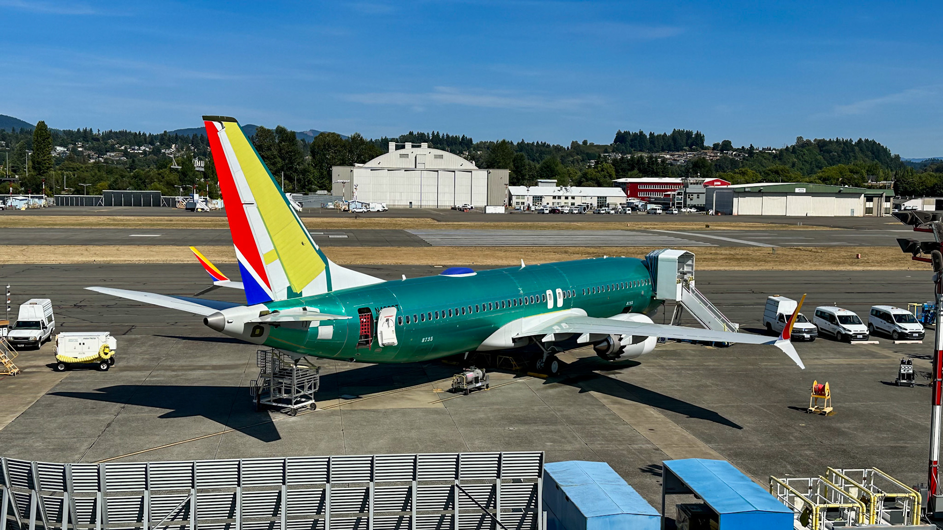 Naked Southwest 737-MAX at Renton Boeing production plant