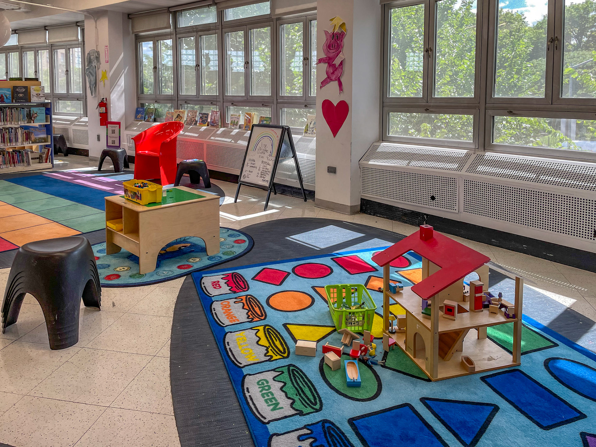 Bronx, NY, US - Jun 28, 2022: Children's play area at New York Public Library Francis Martin Branch