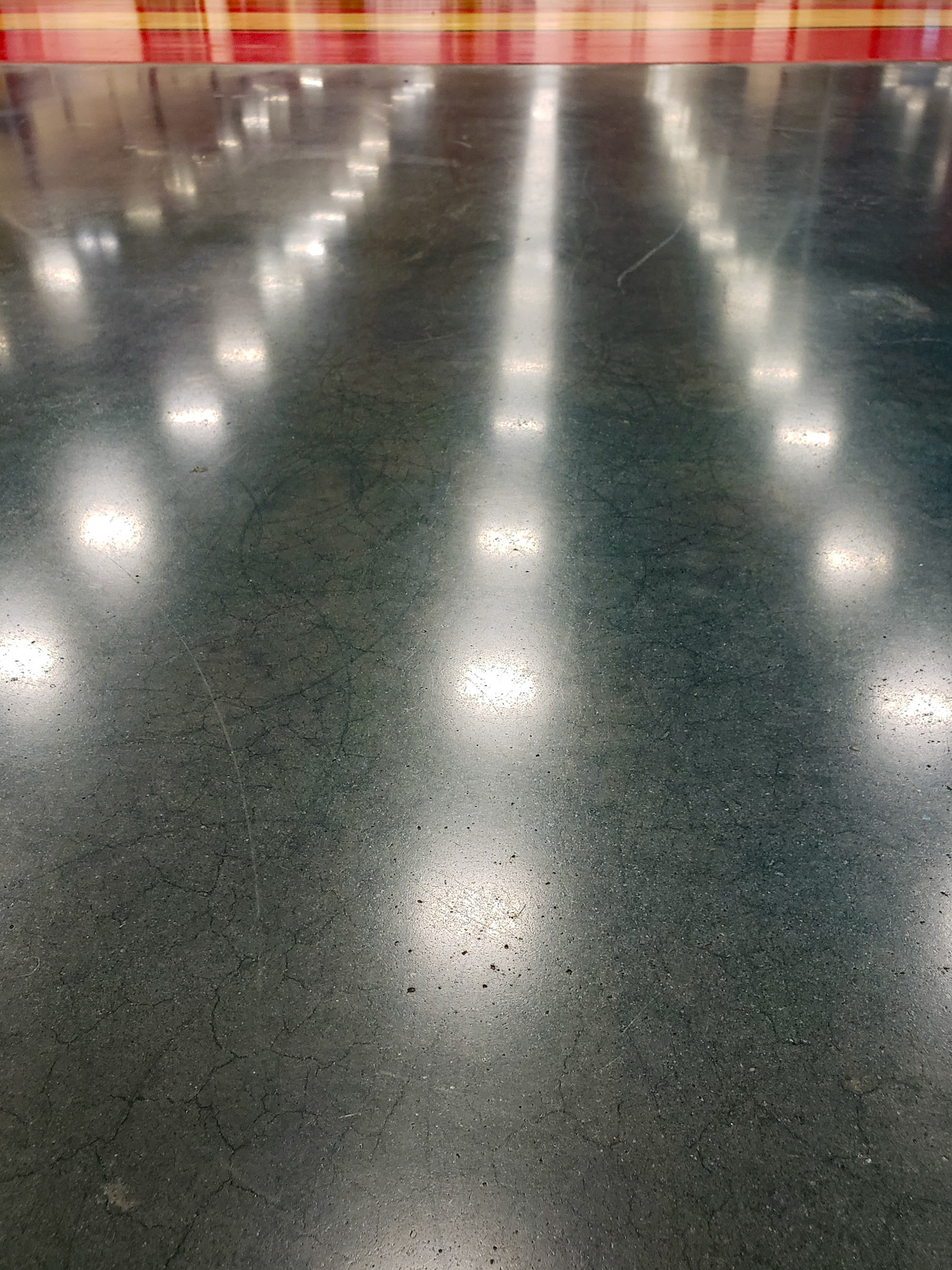 McKinney, TX, US - Feb 12, 2021: Rows of lights on gym floor