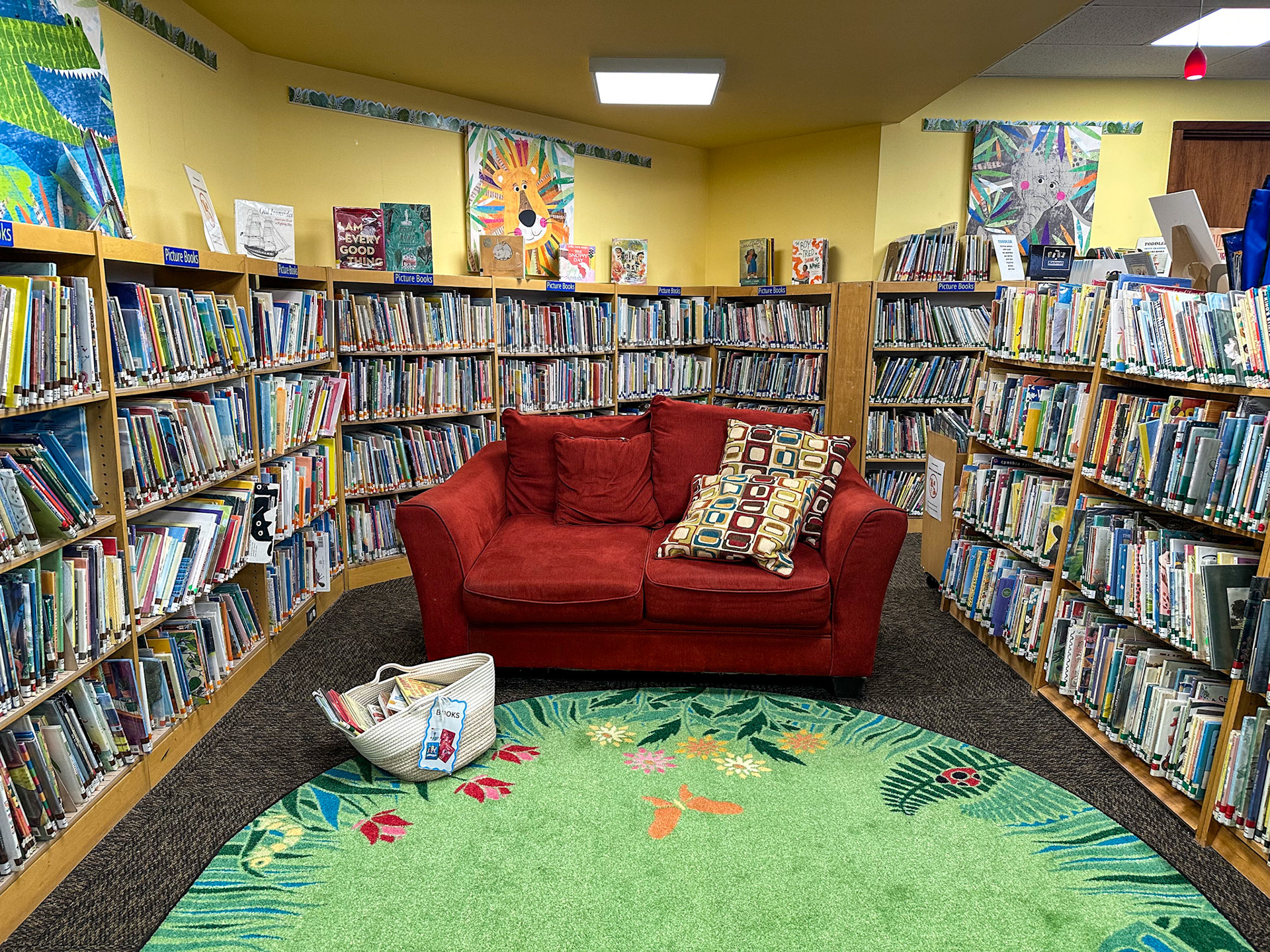 Katonah, NY, US - Feb 21, 2025: Public library children's section