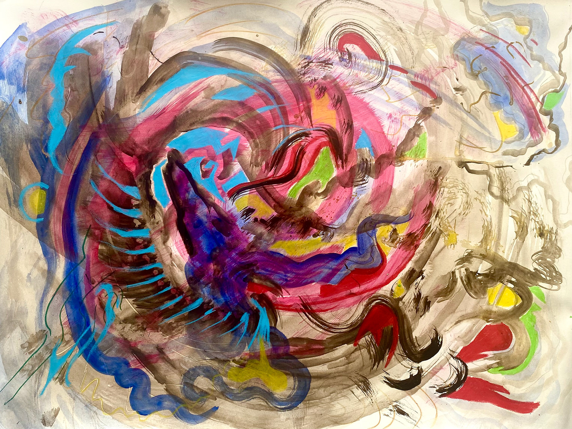 What I'm Thinking (ink, watercolor, and watercolor pencils on paper)