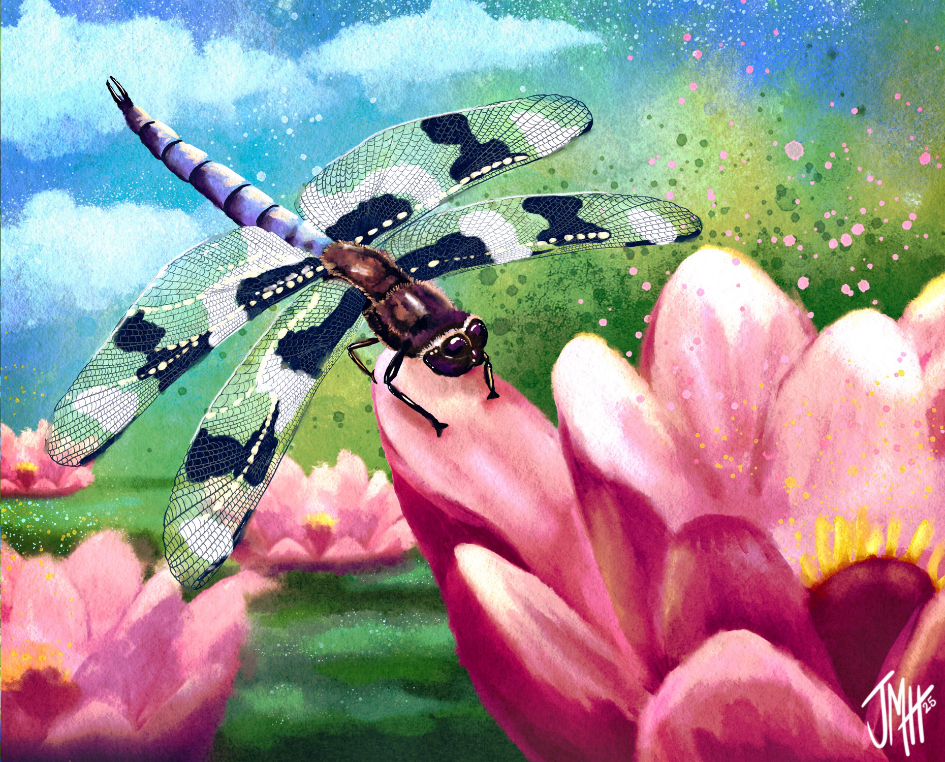 Dragonfly on a Water Lily