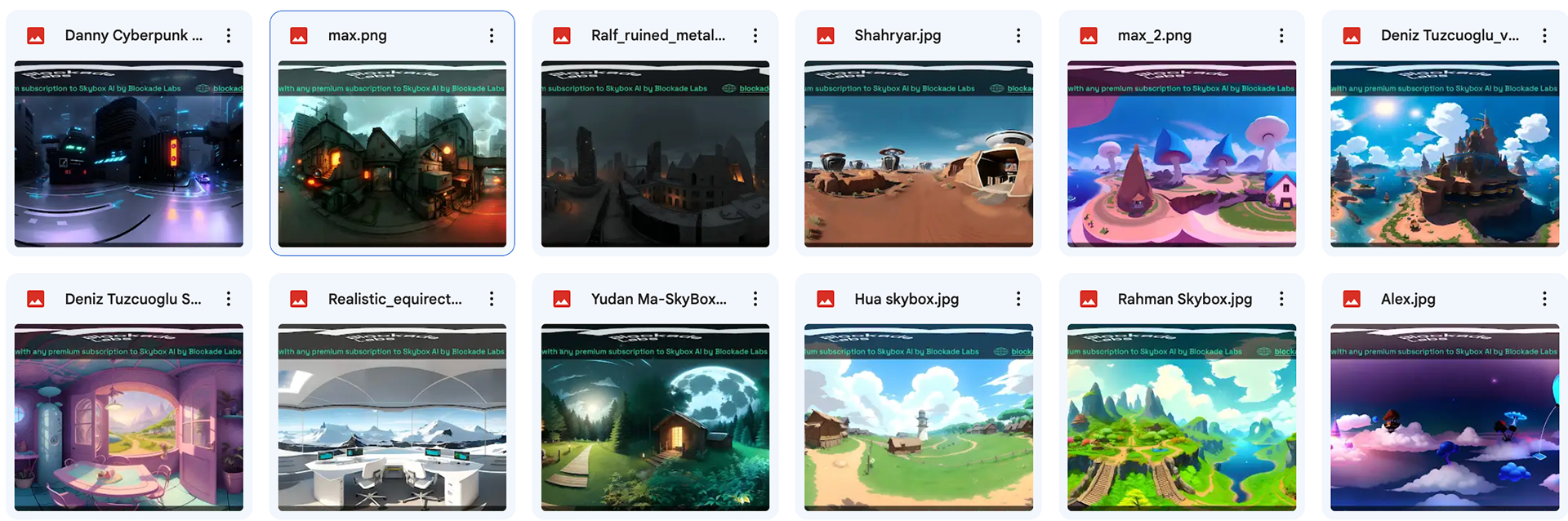 Workshop output: AI-driven skyboxes