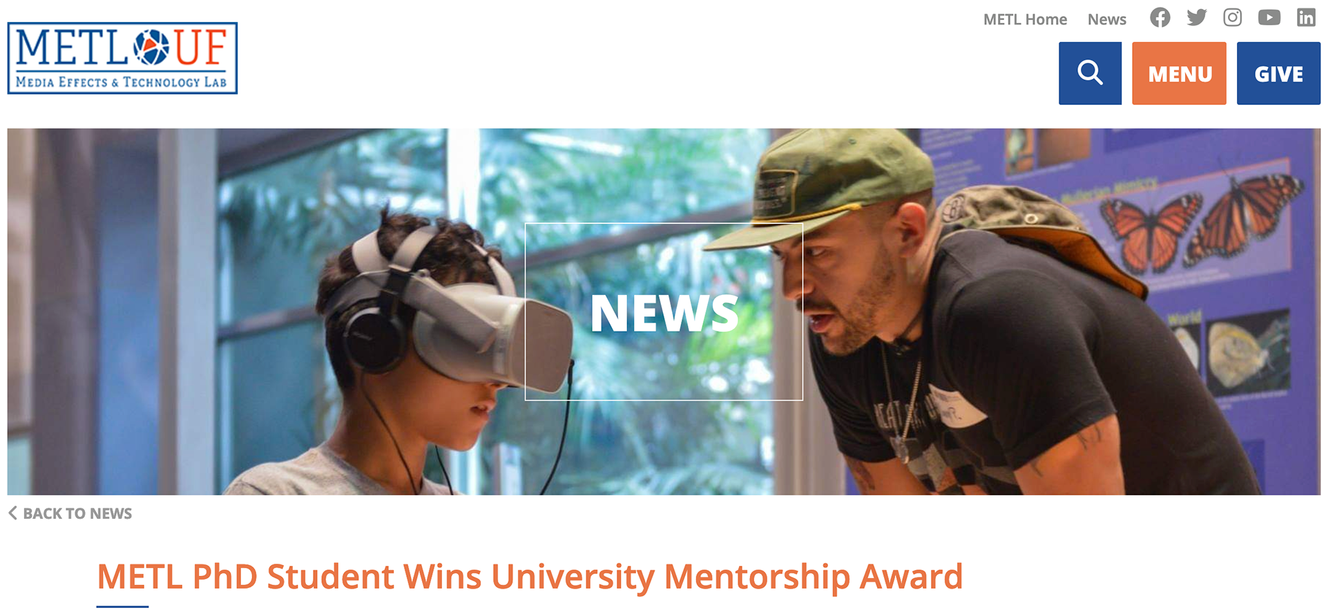 I received the University of Florida's Mentor of the Year Award (2019)