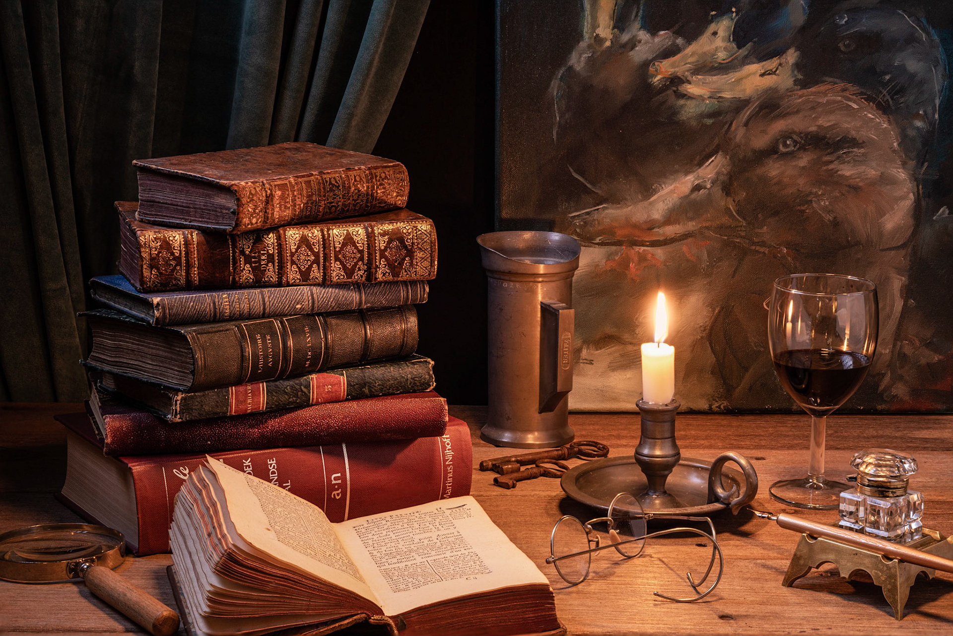16 - Old books lit by candle