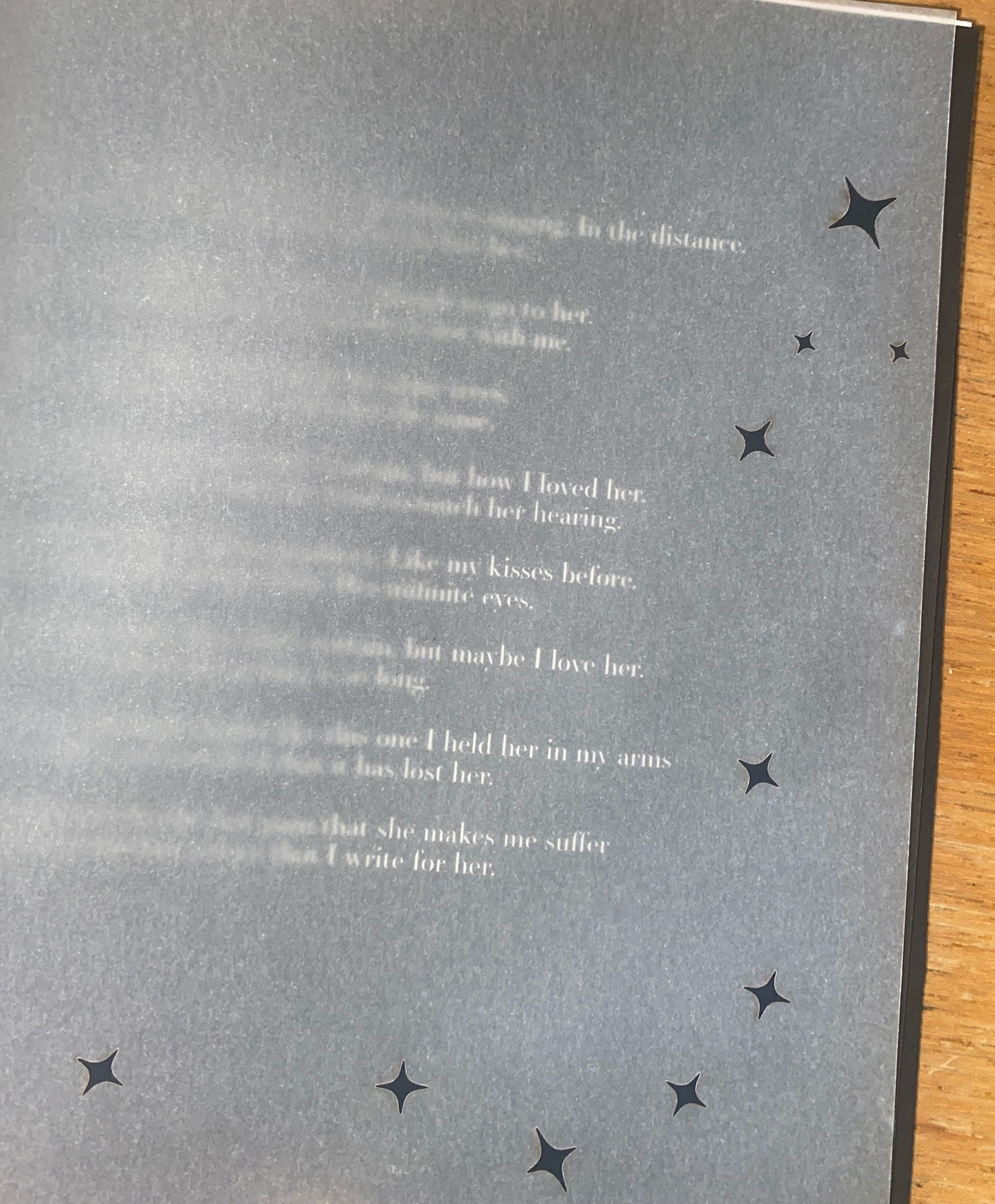 Lasered star pattern on tracing paper overlayer