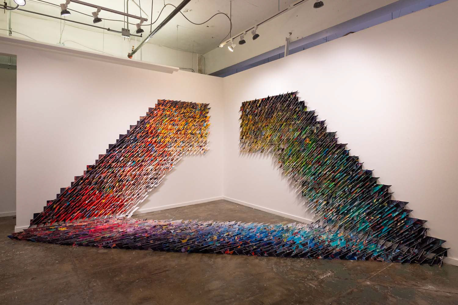 Stephanie Krimmel, Incomplete Planar Spectrum on Three Surfaces, mixed media installation, 12 x 11 x 8 feet, 2026
