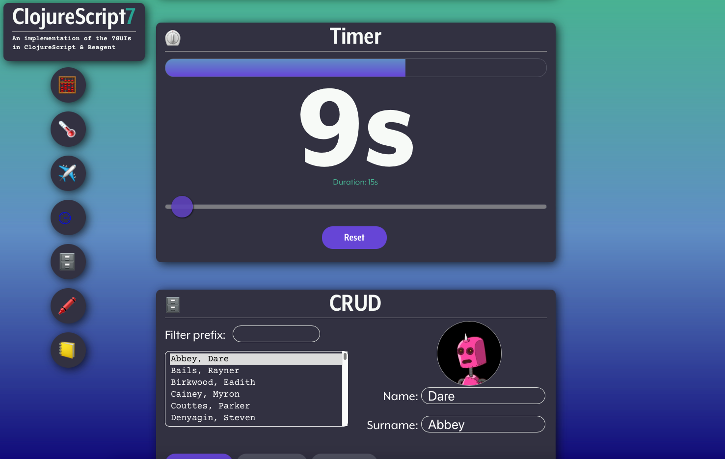 ClojureScript7 web app screenshot