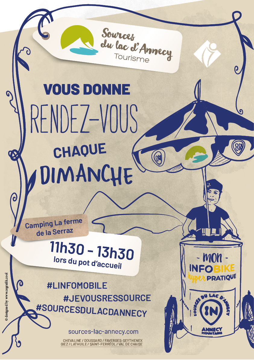 Affiche des rencontres hors les murs de l'office de tourisme - Triporter - Illustration et mise - Français et Anglais en page