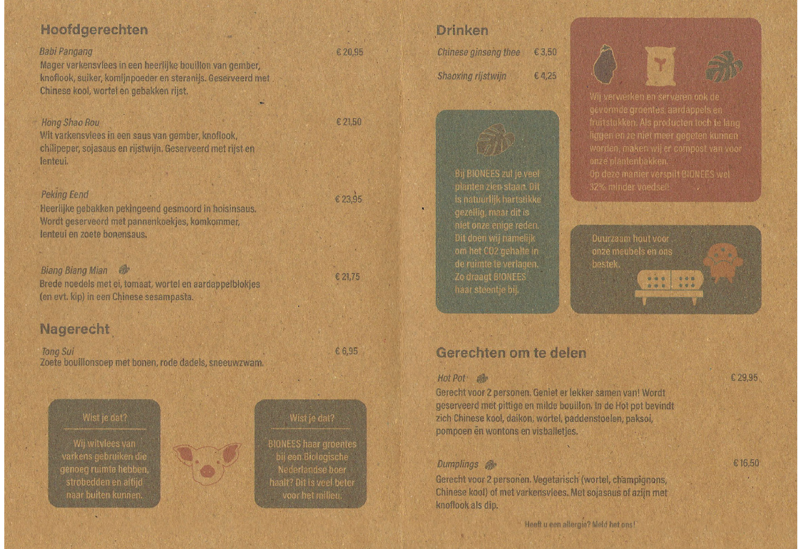 Menu: choose your dish