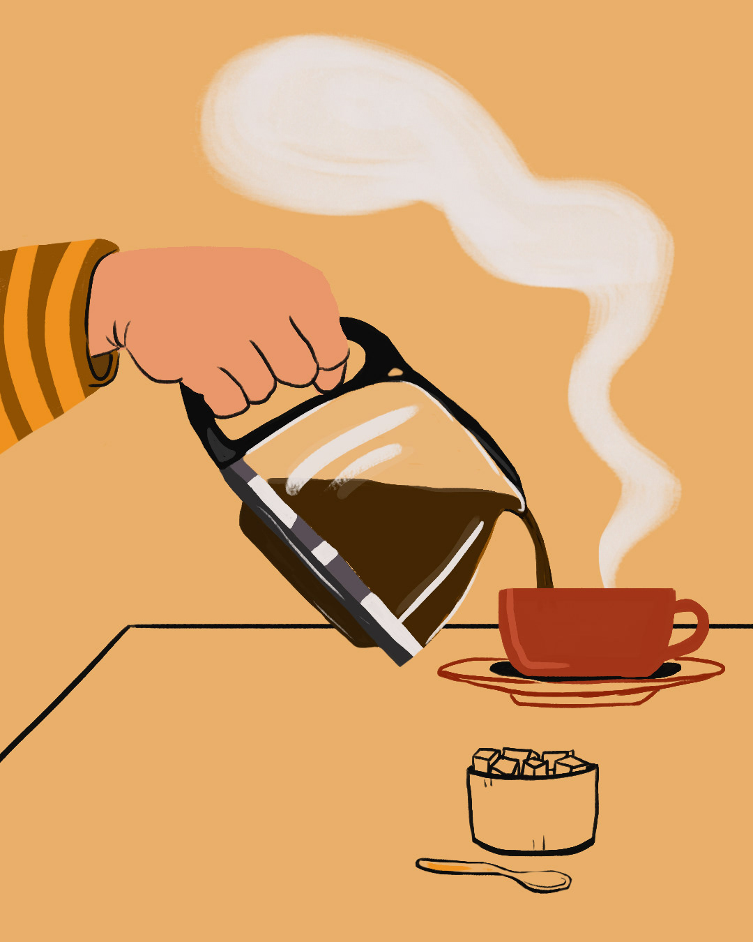 pouring hot coffee