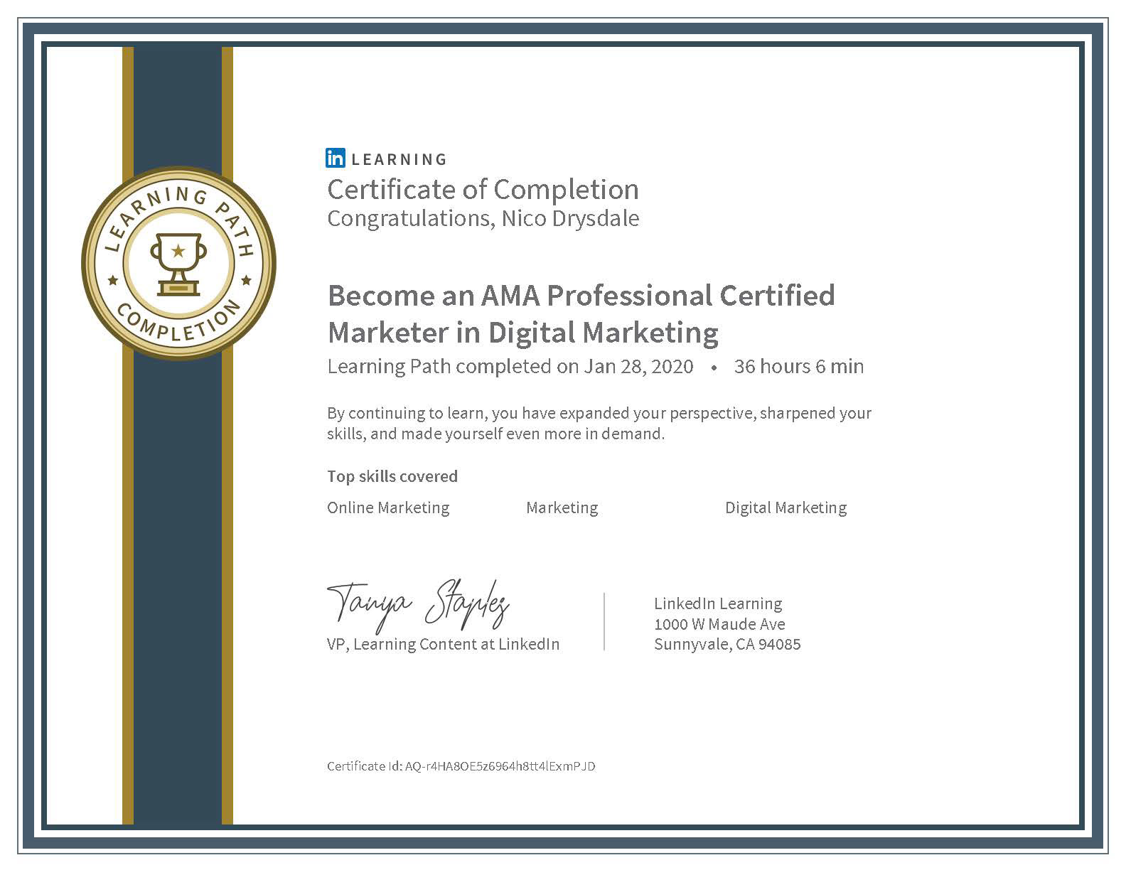 Become an AMA Professional Certified Marketer in Digital Marketing - LinkedIn Learning