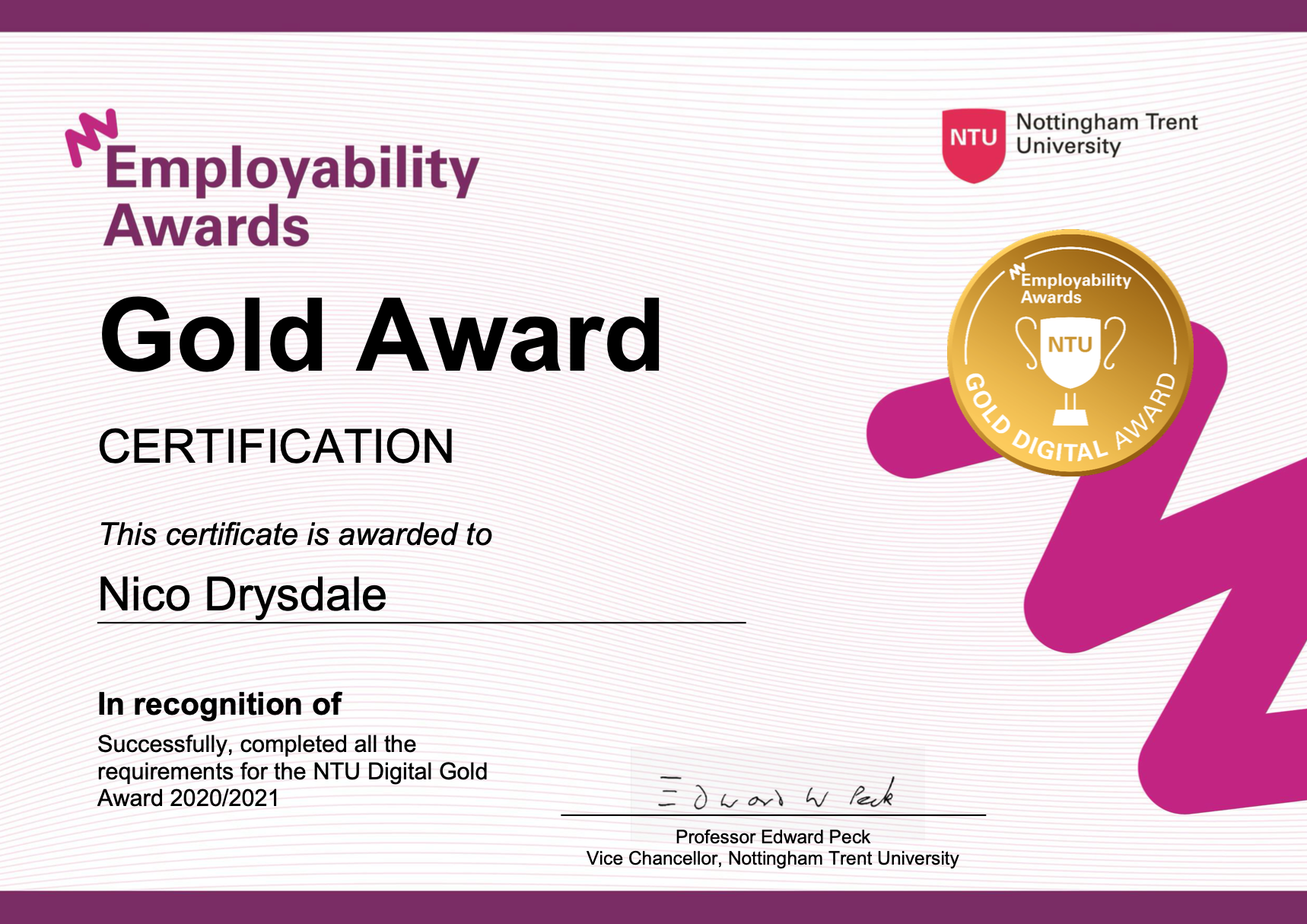 Gold Digital Employability Award