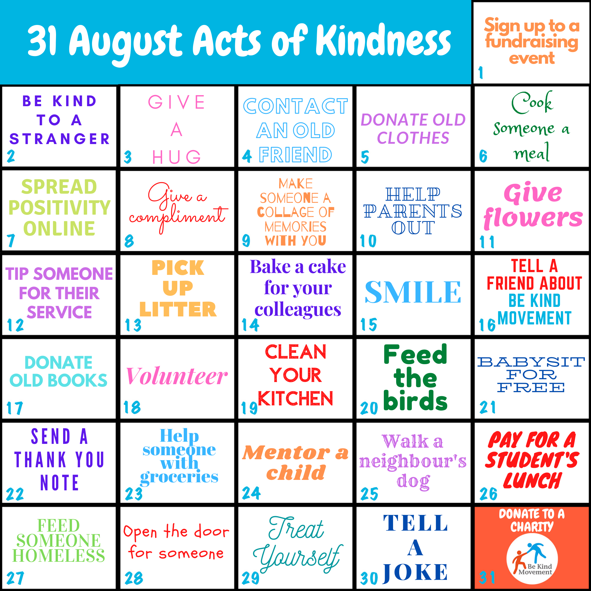 31 August Acts of Kindness (Social Media Post)