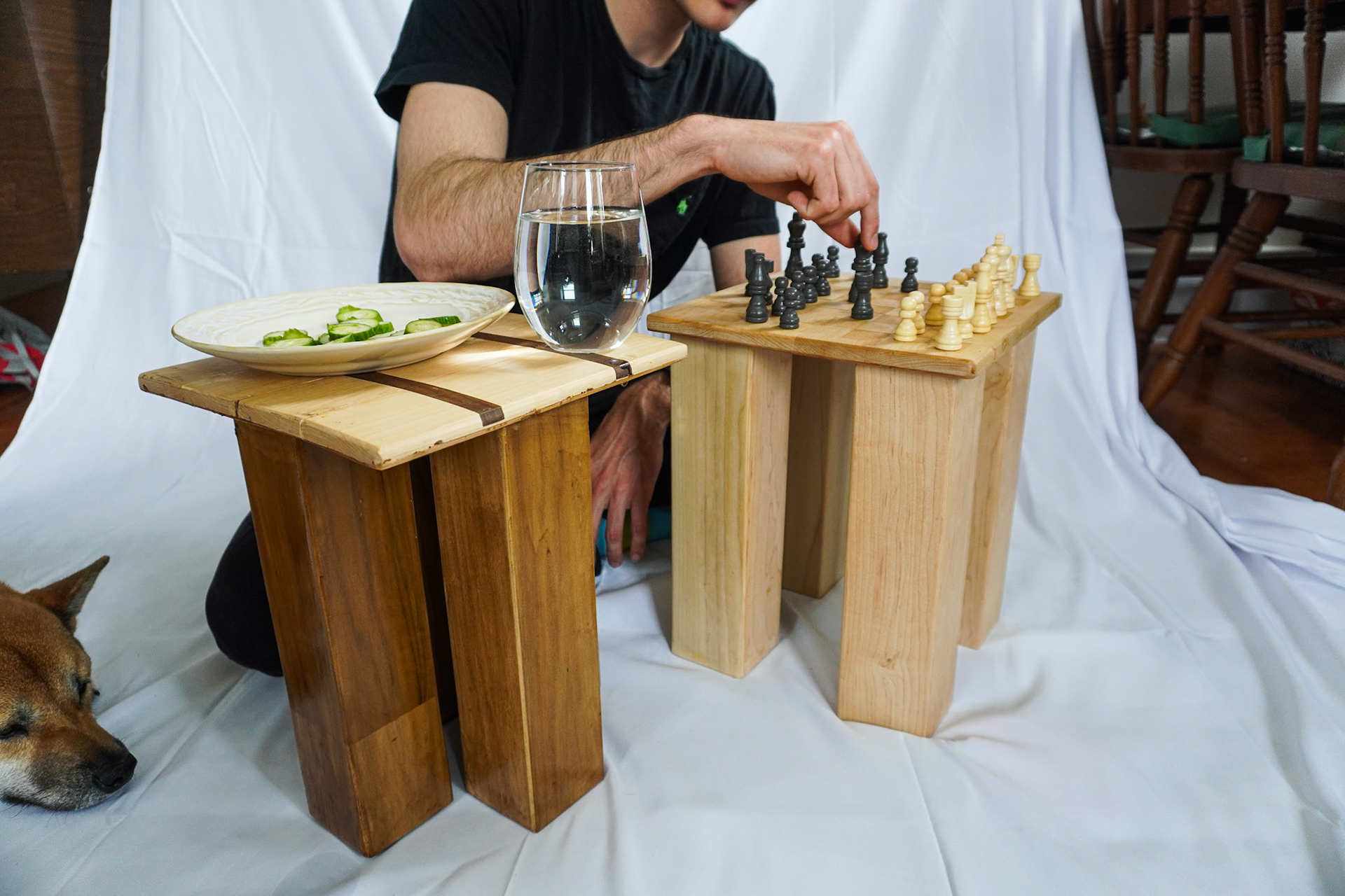 as a table and chessboard