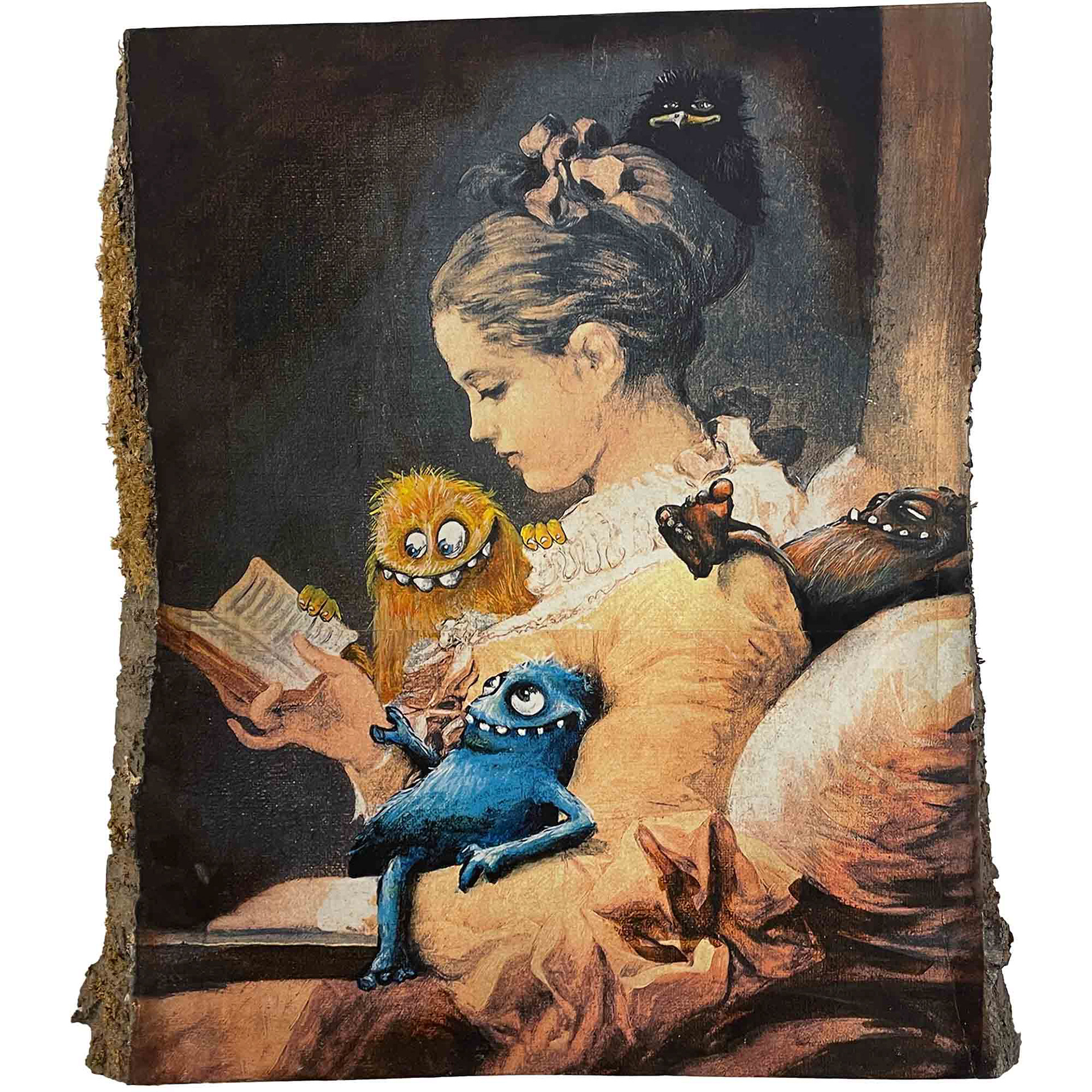 "BED TIME STORIES", Mischtechnik Kirsche, 40*45cm, Beispielpreis: 300,-