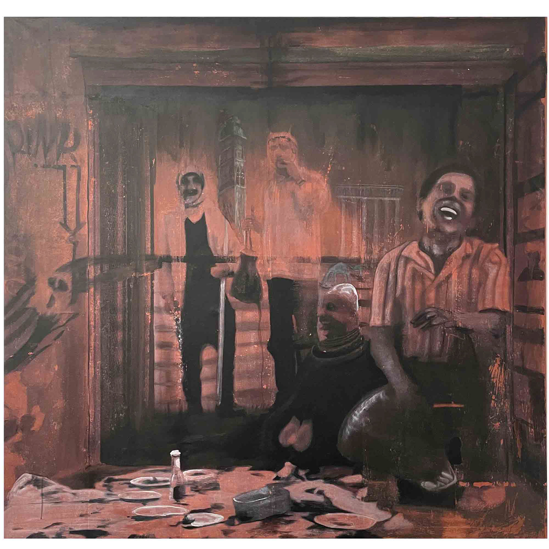 "STECKEN GEBLIEBEN", Original Malerei Leinwand, 150*150cm, Beispielpreis: 3.550,-