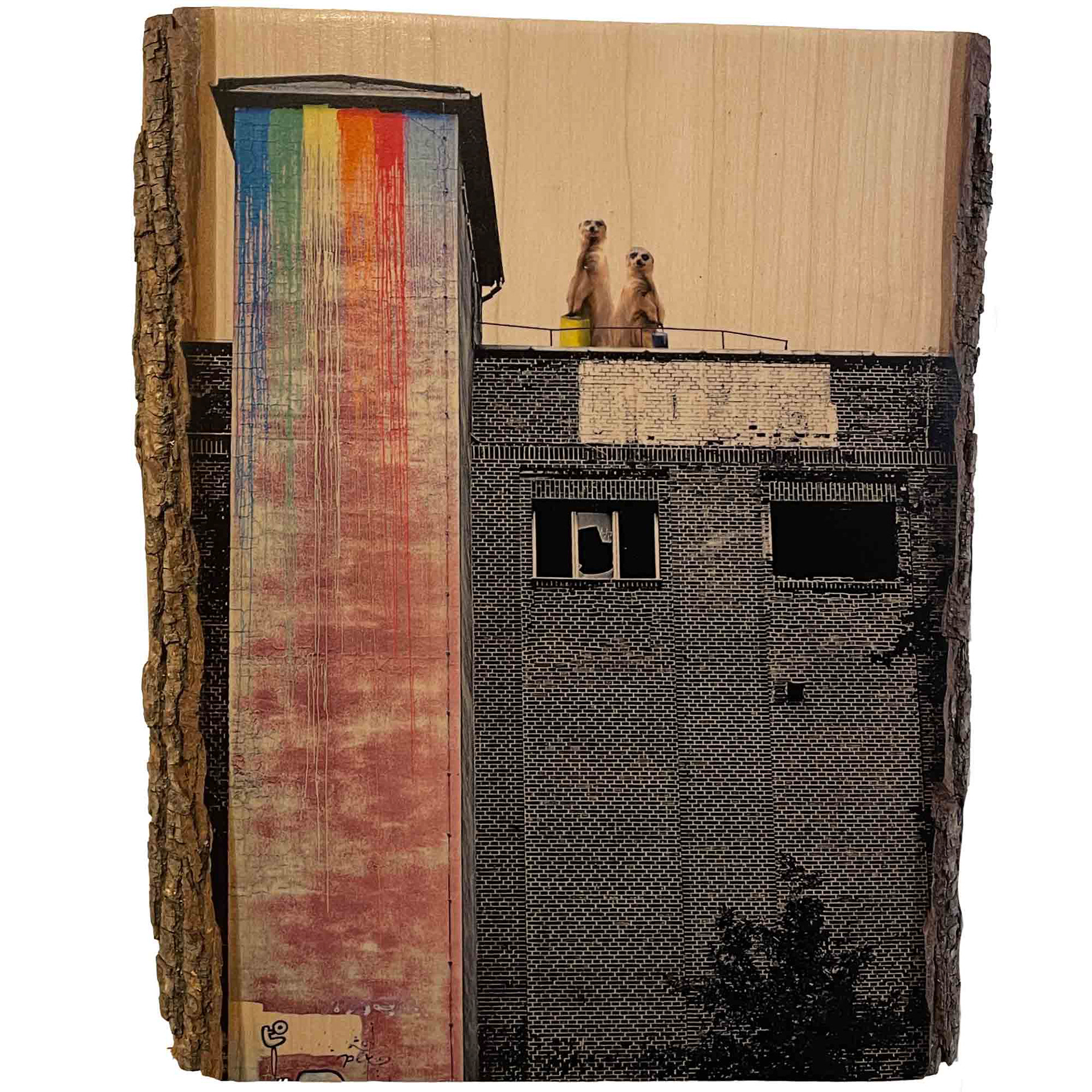 "ERDMÄNNCHEN FABRIK", Originaldruck/Collage Ahorn, 23*35cm, Beispielpreis: 180,-