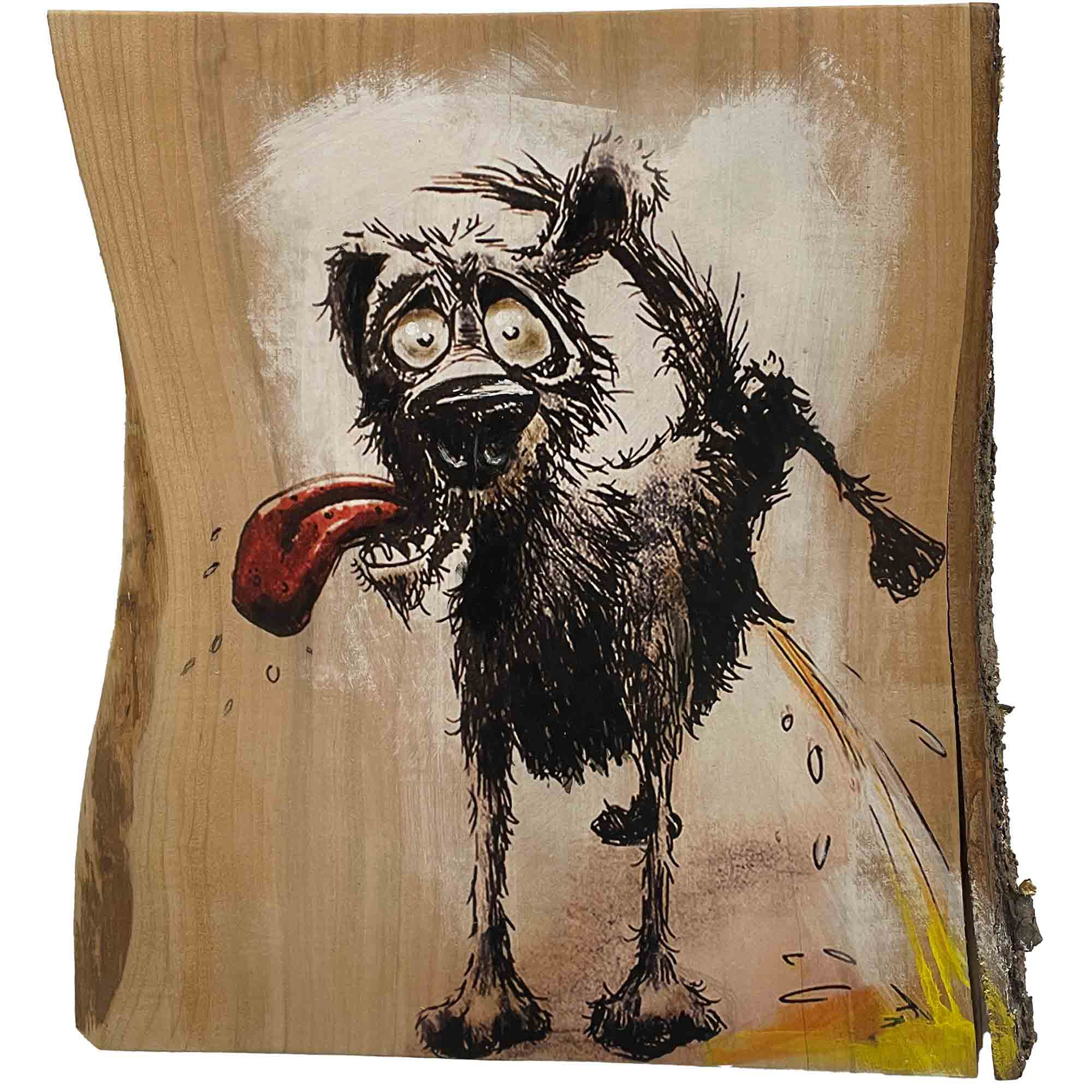 "PIPI", Mischtechnik auf Ahorn, 39*40cm, Beispielpreis: 270,-