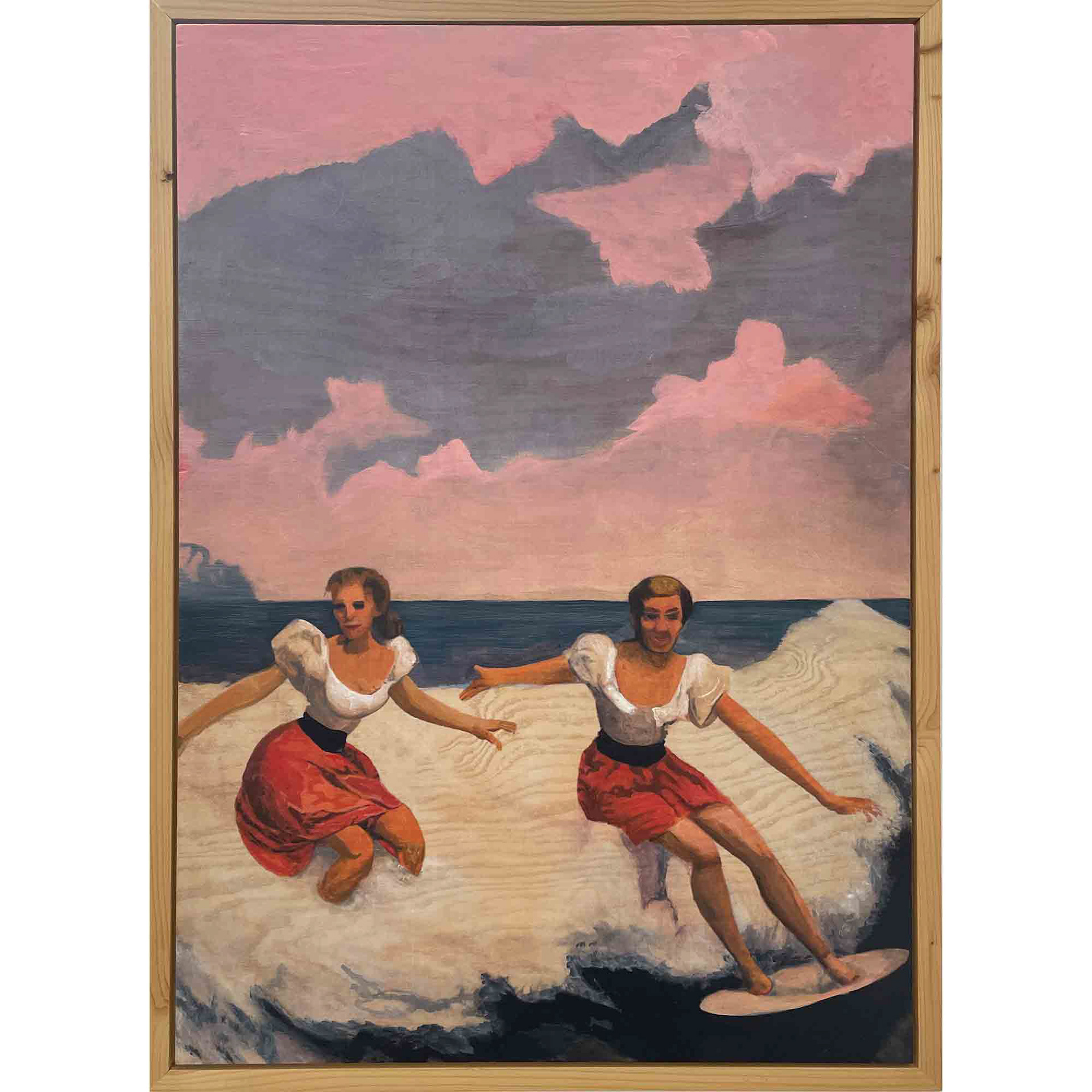 "SURFERS", Original Malerei auf Holzplatte im Schattenfugenrahmen, 60*90cm, Beispielpreis: 950,-