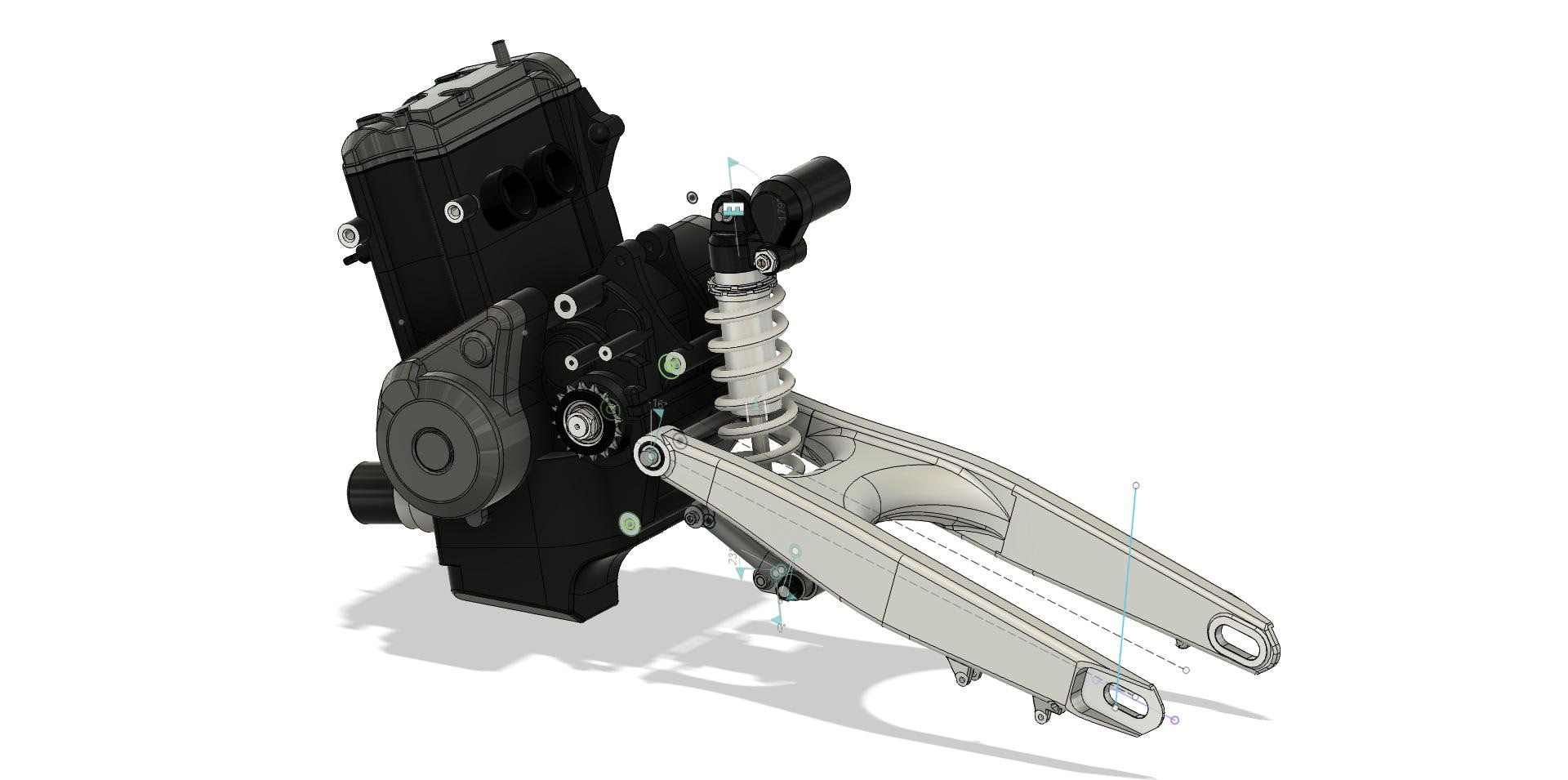 Yamaha FZ07 MT07 CP2 Engine with KTM 690 Enduro Swingarm and WP Shock