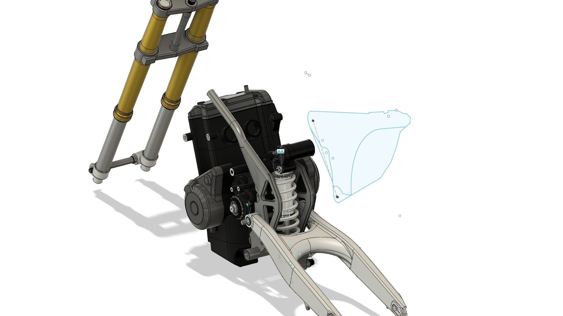 Adventure Motorcycle preliminary layout Fusion 360