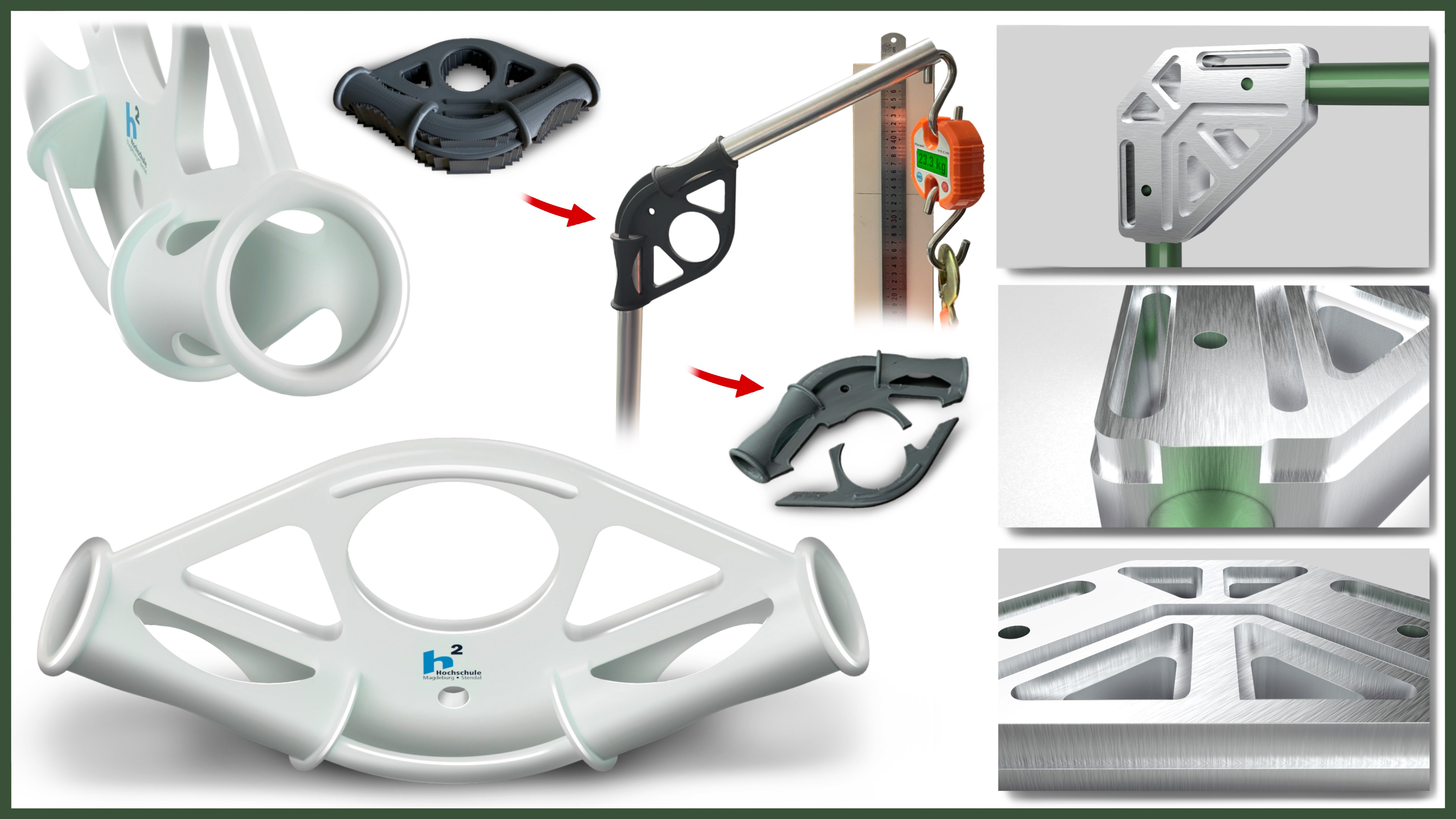 Belastungstest eines Fräß- und 3D-Druck-Winkels entwickelt nach festen, konstruktiven Vorgaben (2. Semester MA)
