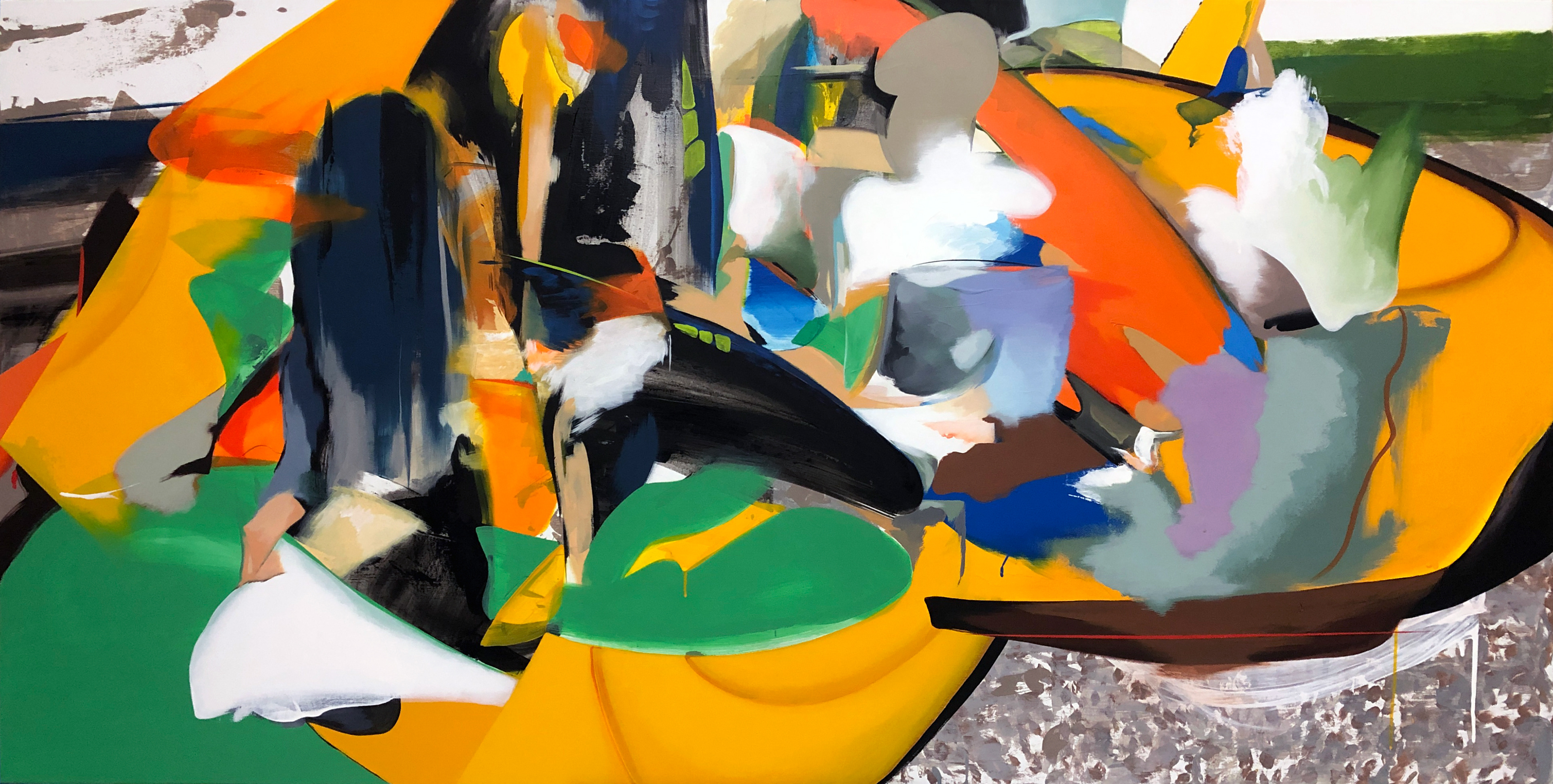 Dinge die hohl sind, 2020. Acrylic on canvas, 100 x 200 cm