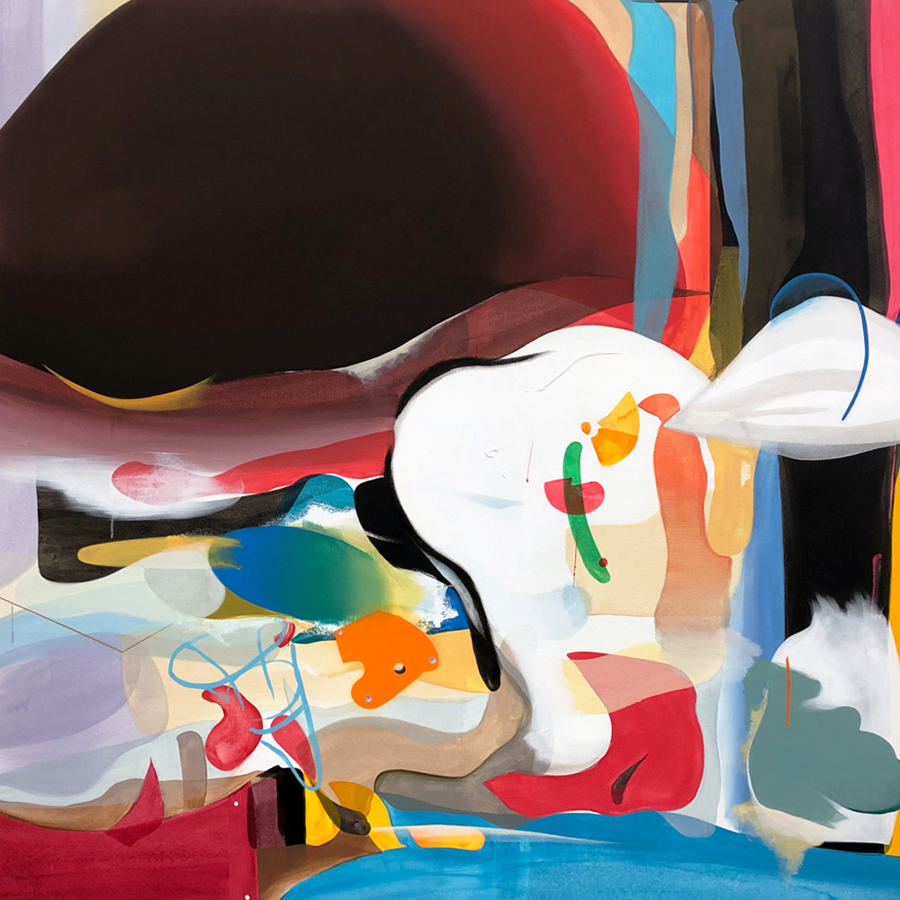 Atme auf der Linie, 2019. Acrylic and Charcoal on canvas, 160 x 160 cm