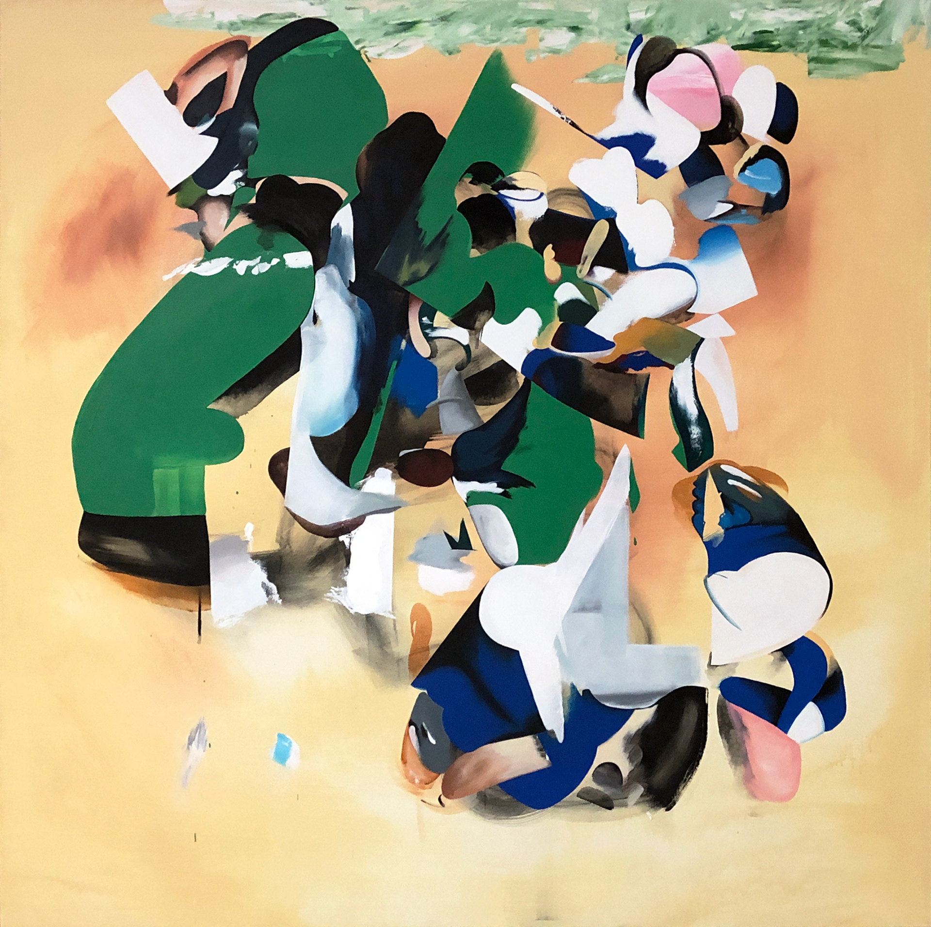 Nuance von sechs Personen, 2019. Acrylic and Charcoal on canvas, 160 x 160 cm