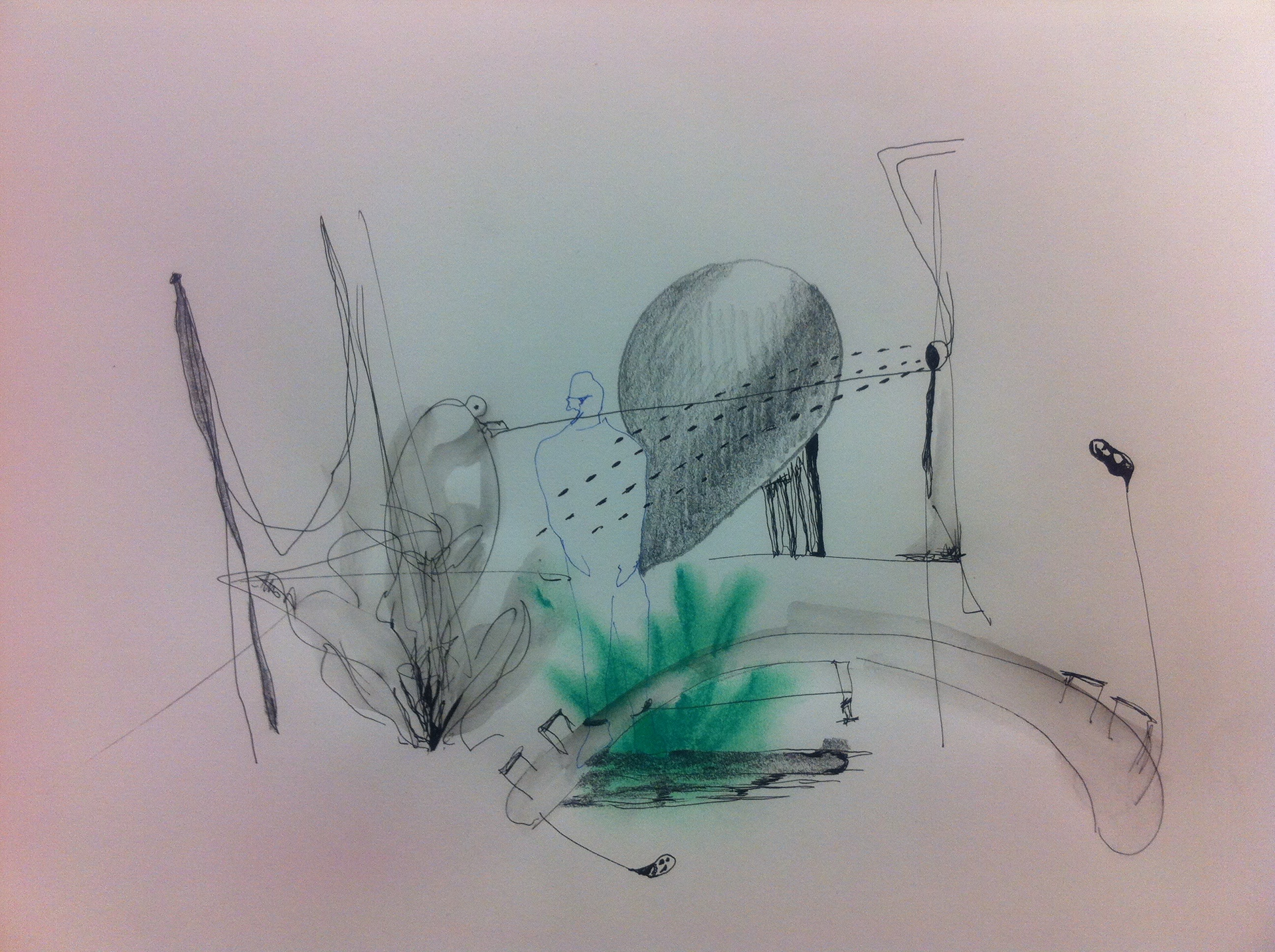 Playground, 2014. pencil and water color on a paper, 210 × 297 mm