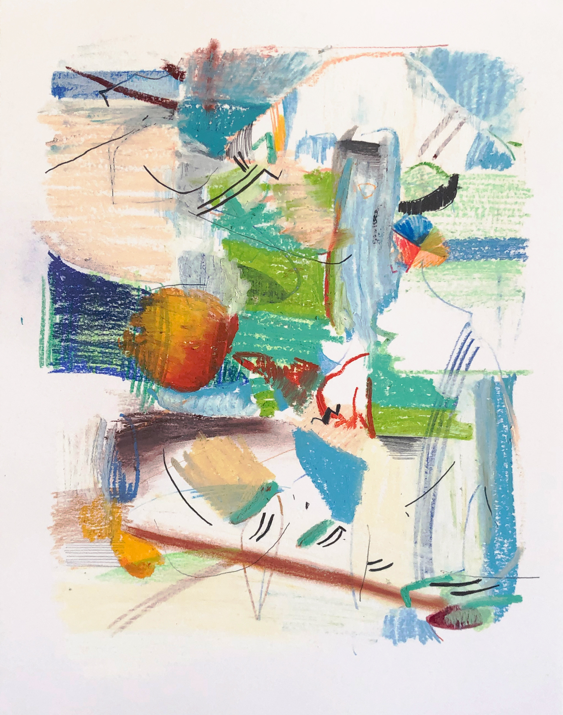 Erased place 22N9, 2022. stift, buntstift und ölpastell auf papier, 480 × 360 mm