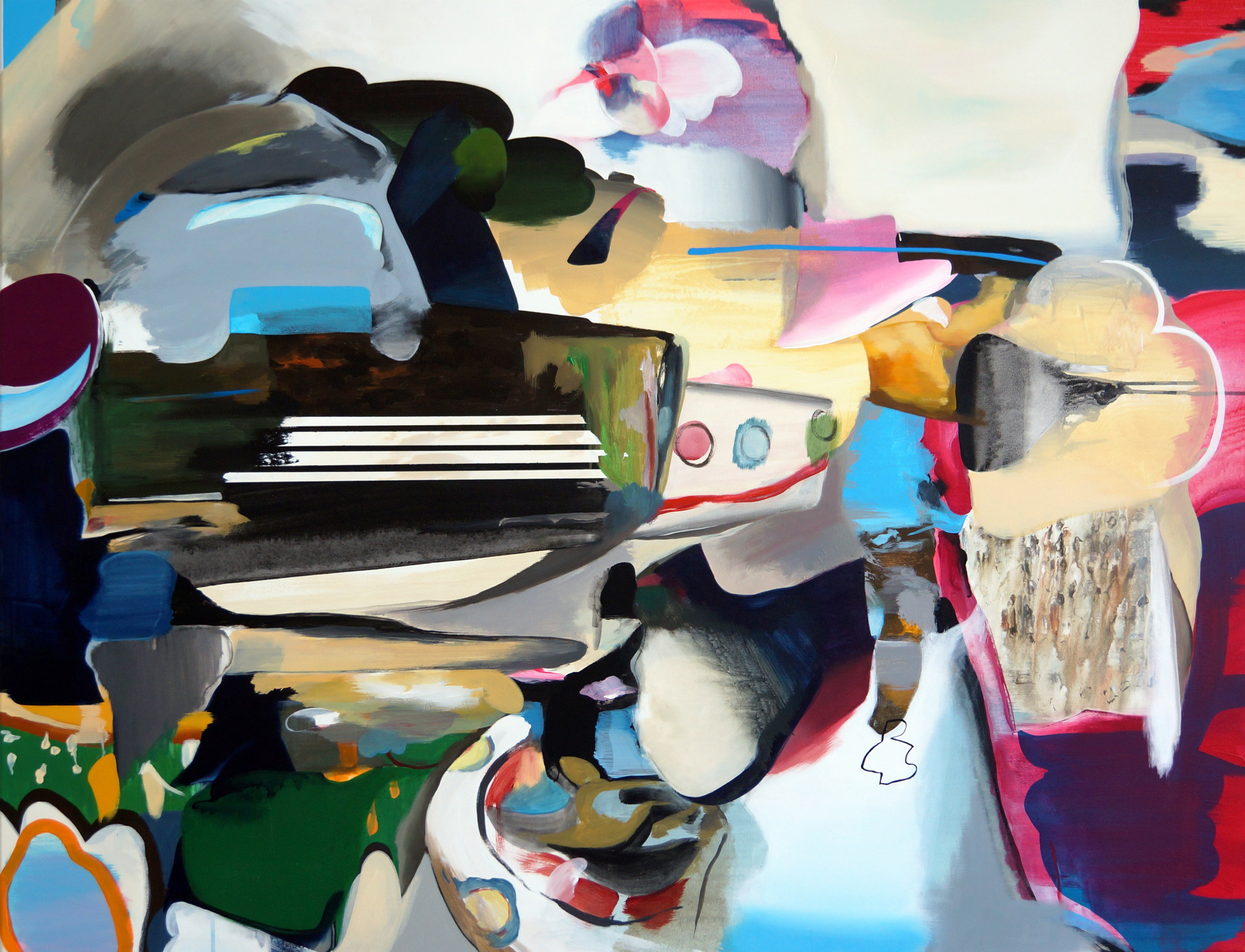 Ship, square star and a girl, 2020. Acrylic on canvas, 100 x 130 cm